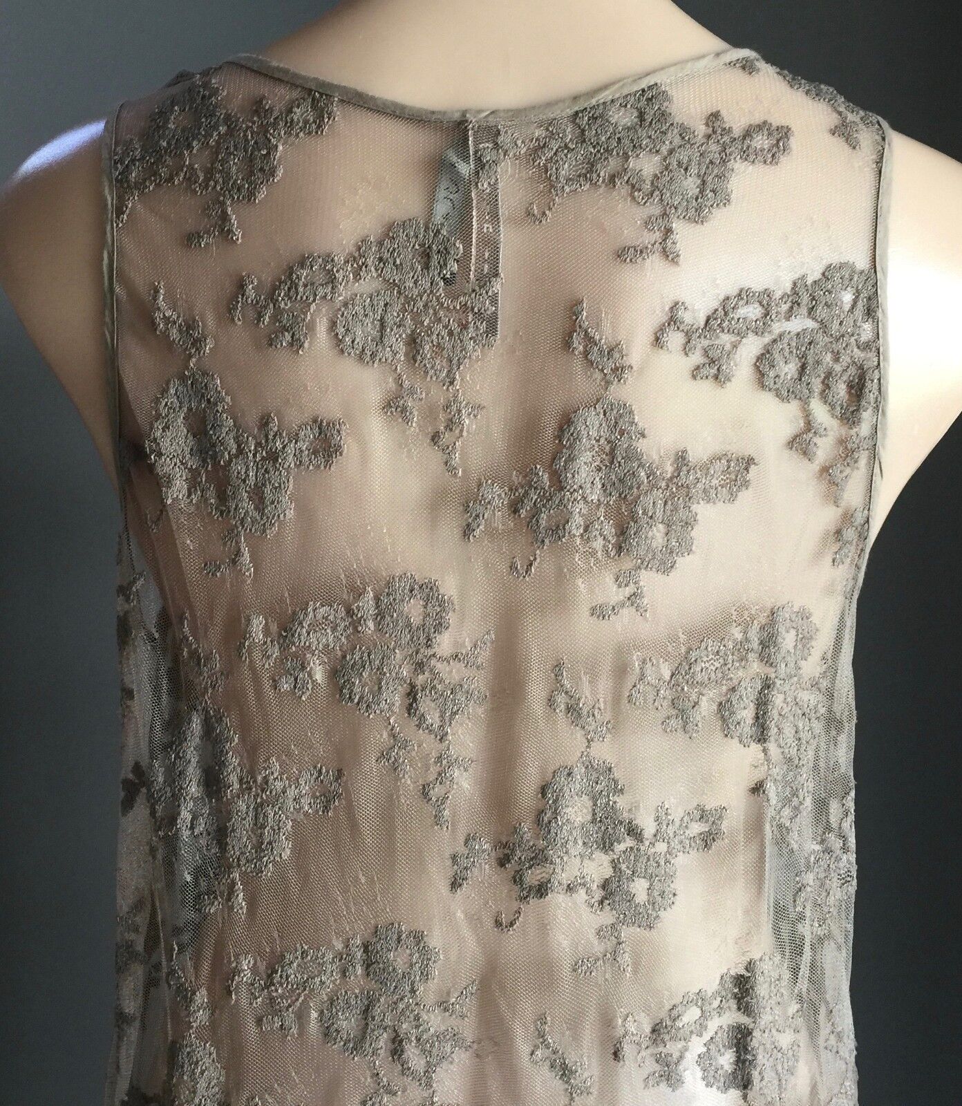 MANILA GRACE Dress Khaki Lace Sleeveless Frock Size EU 44 AU 14 Designer  NEW