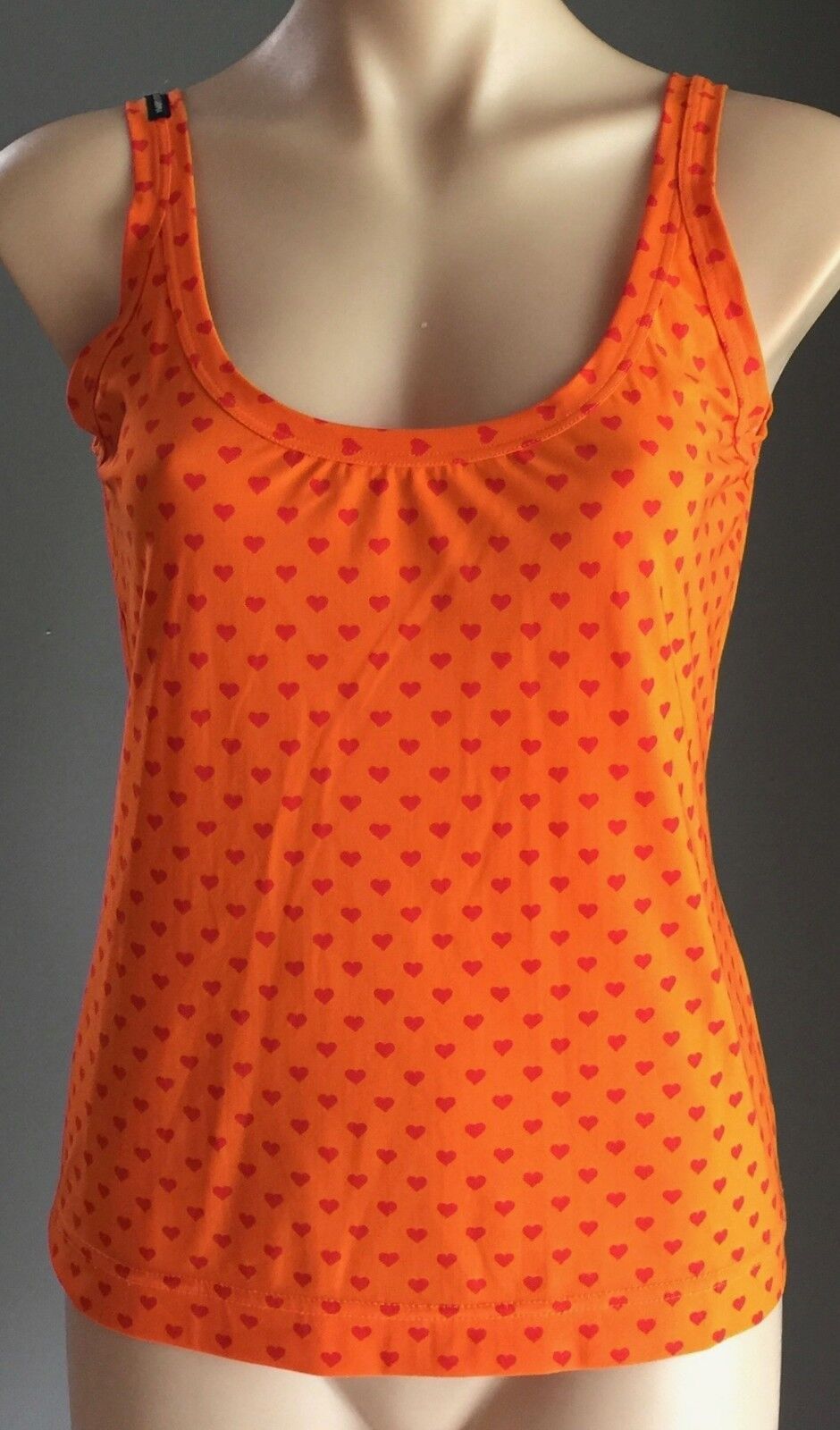 DOLCE & GABBANA Tank Top Orange & Red Heart Print Stretch Size EU 42 AU 12 ltaly