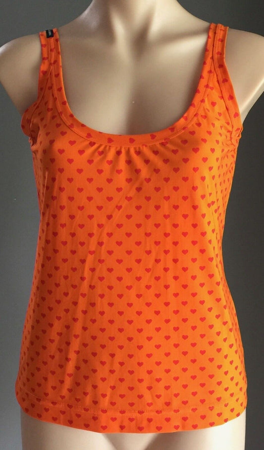 DOLCE & GABBANA Tank Top Orange & Red Heart Print Stretch Size EU 42 AU 12 ltaly