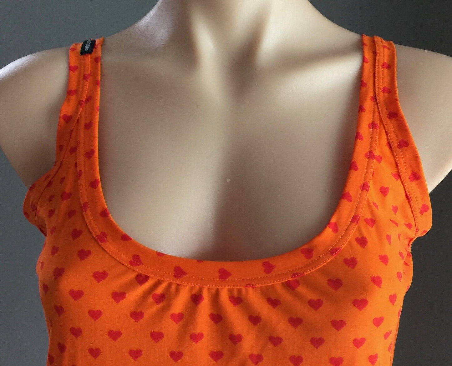 DOLCE & GABBANA Tank Top Orange & Red Heart Print Stretch Size EU 42 AU 12 ltaly