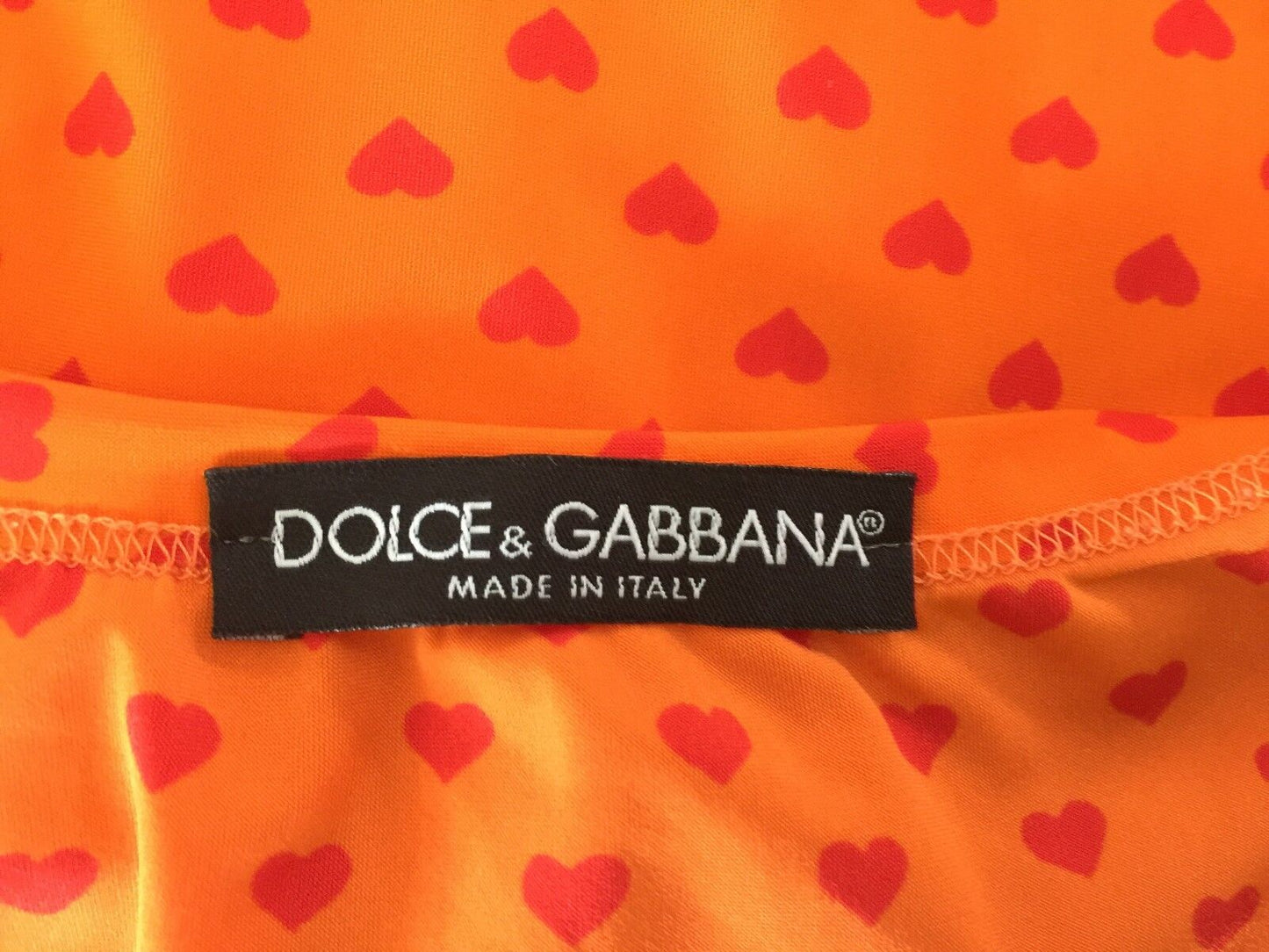 DOLCE & GABBANA Tank Top Orange & Red Heart Print Stretch Size EU 42 AU 12 ltaly