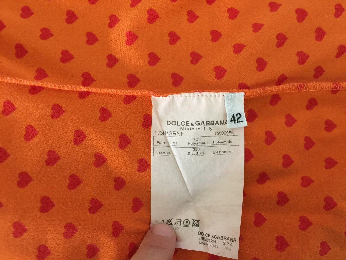 DOLCE & GABBANA Tank Top Orange & Red Heart Print Stretch Size EU 42 AU 12 ltaly