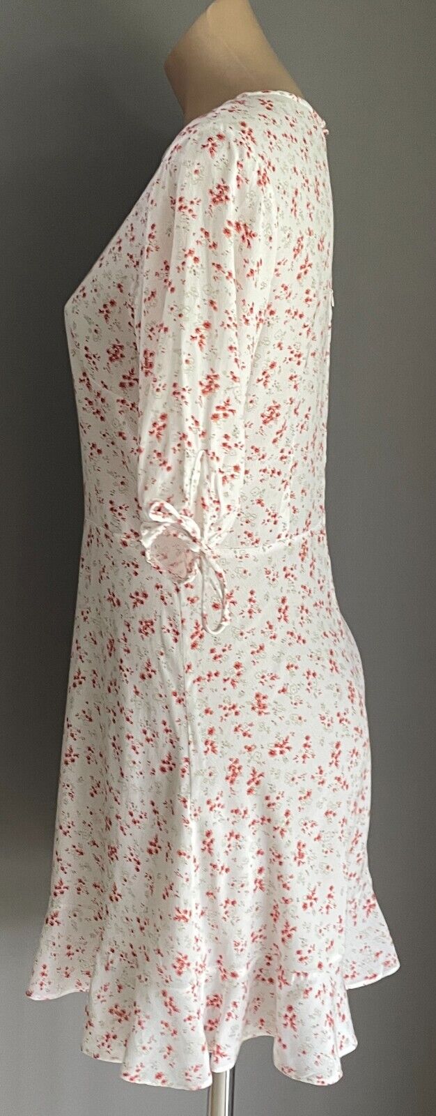 COTTON ON Dress White Floral Print Short Tie Sleeve Sheath w Flounce Hem Sz S 10