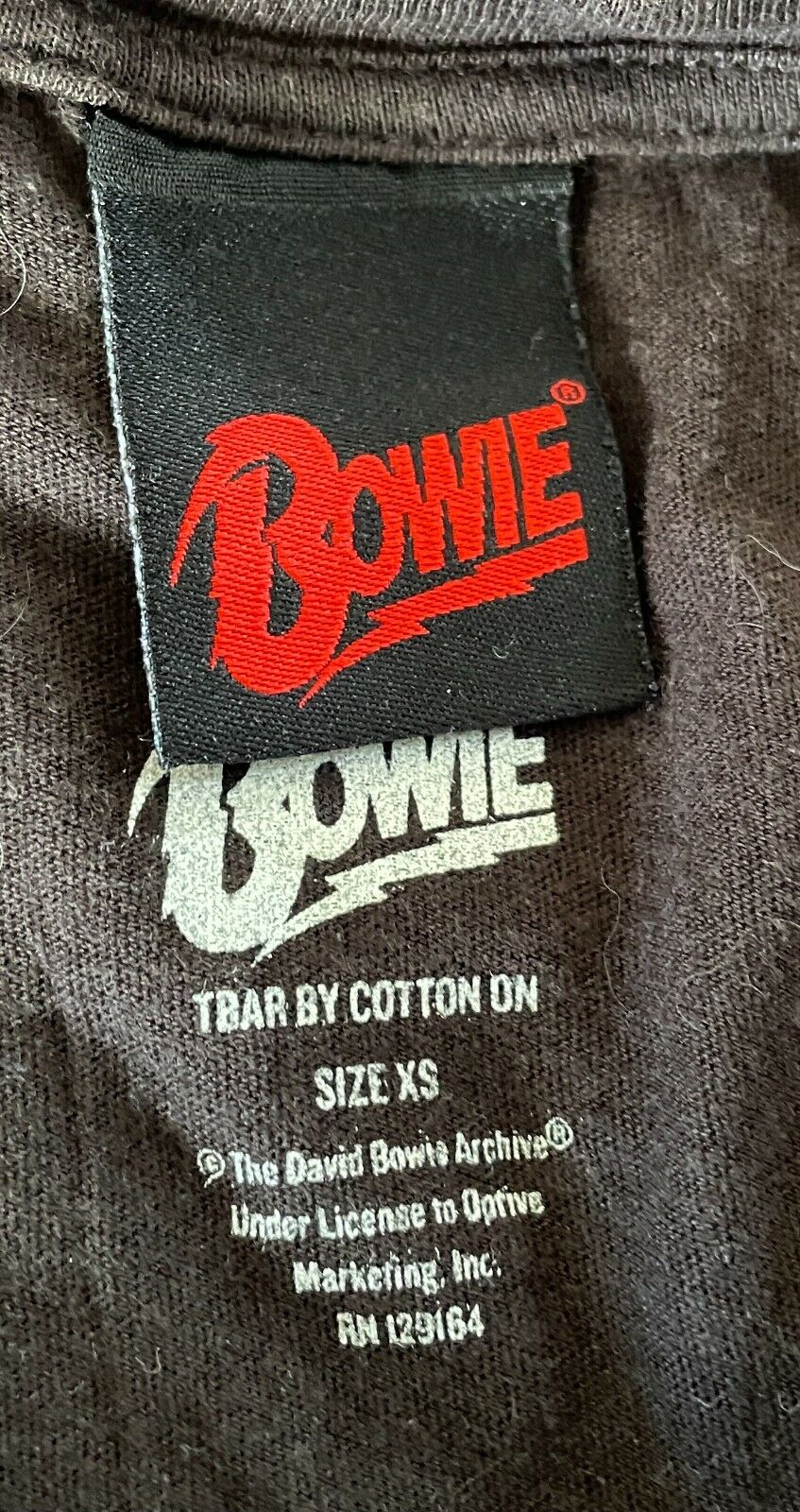 DAVID BOWIE ARCHIVE Tank Top  "Bowie" Black T Bar Racer Crop Singlet SIze XS 10