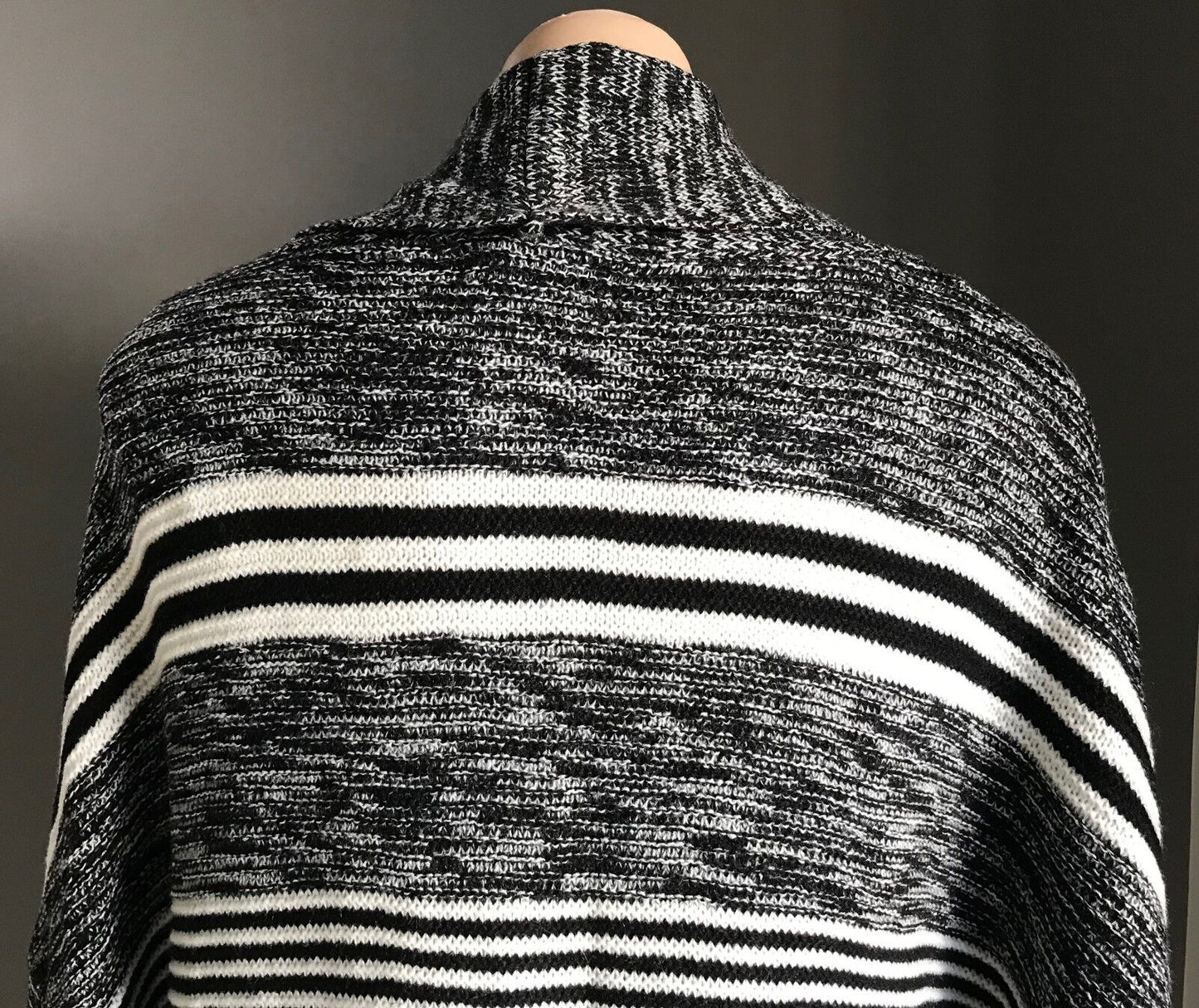COTTON ON Knit Shawl Chunky Black & White Marl & Stripe Cardigan Size S 10 NEW