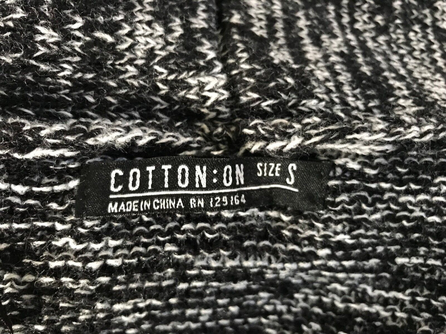 COTTON ON Knit Shawl Chunky Black & White Marl & Stripe Cardigan Size S 10 NEW