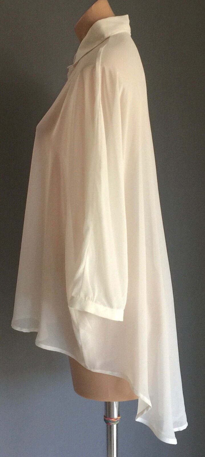 COTTON ON Top Sheer Ivory 3/4 Dolman Sleeve Hi-Low Hem Blouse Size S 10 Stylish