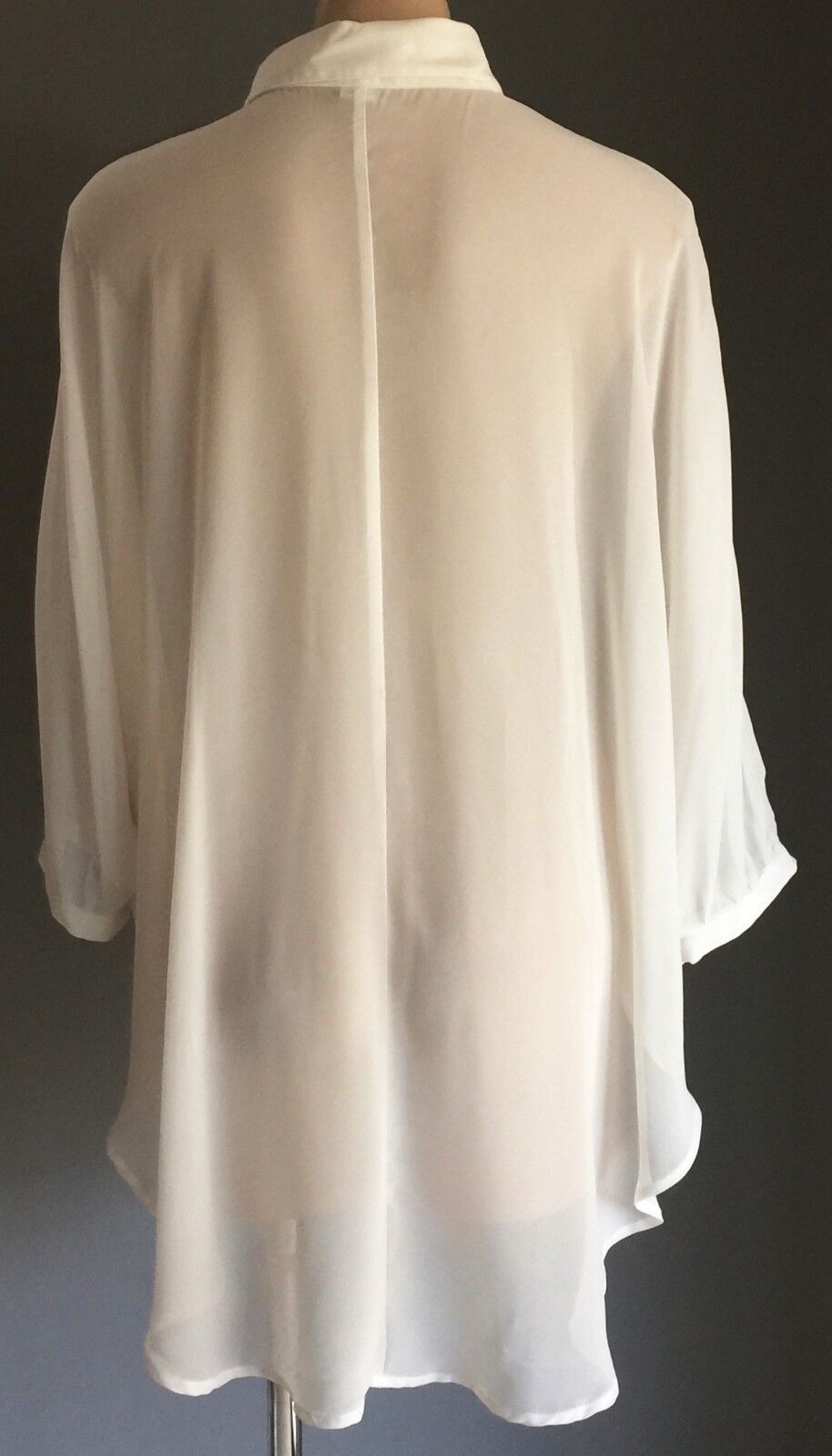COTTON ON Top Sheer Ivory 3/4 Dolman Sleeve Hi-Low Hem Blouse Size S 10 Stylish