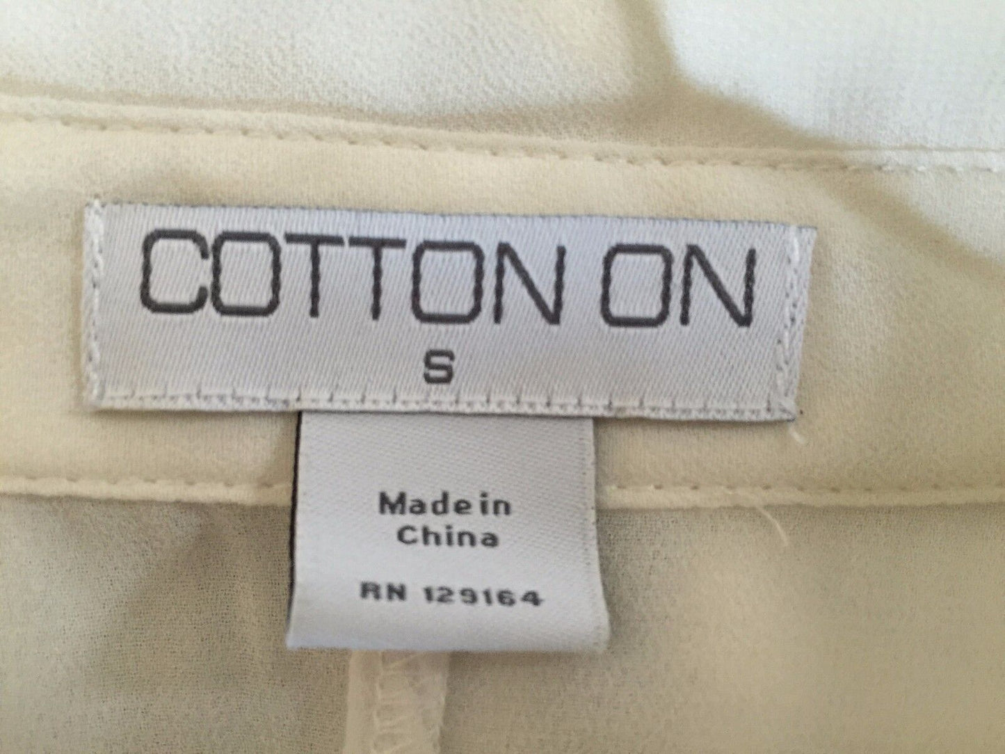 COTTON ON Top Sheer Ivory 3/4 Dolman Sleeve Hi-Low Hem Blouse Size S 10 Stylish