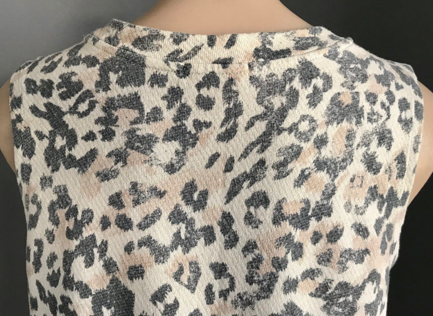 COTTON ON Top Light Grey ivory Peach Sleeveless Animal Print Size S 10