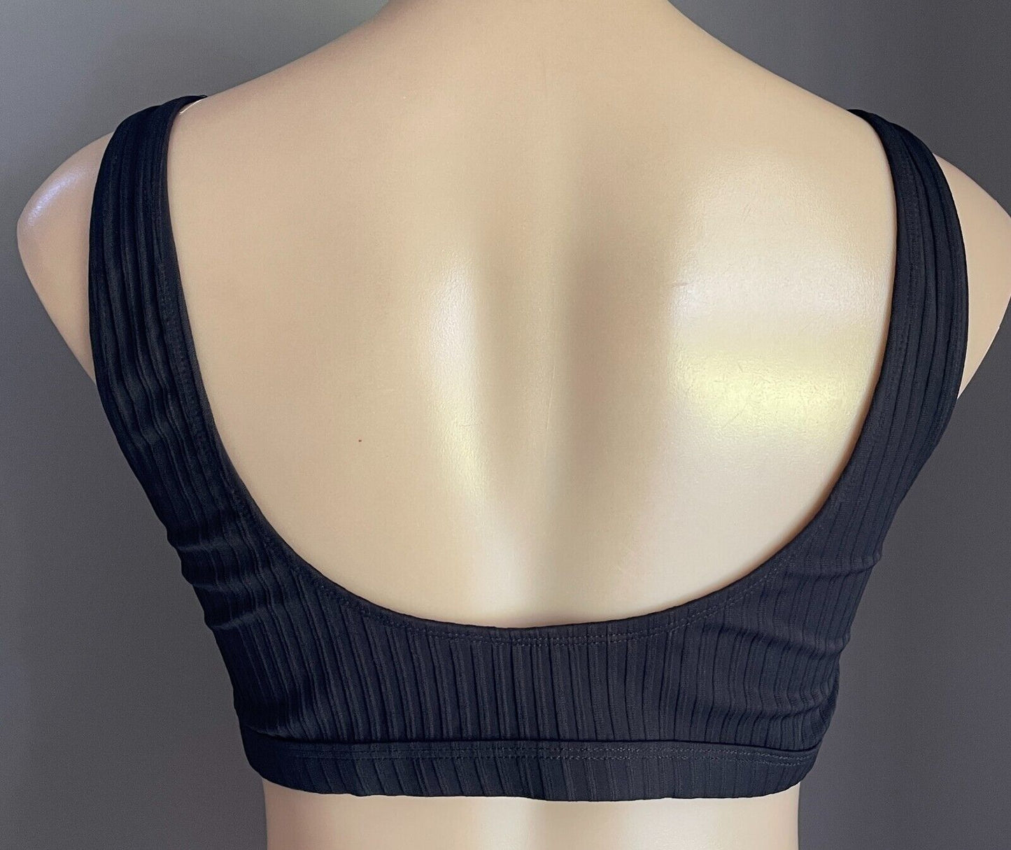COTTON ON BODY Black Ribbed Crop Top/Bralette Stretch V-Wire Size 14