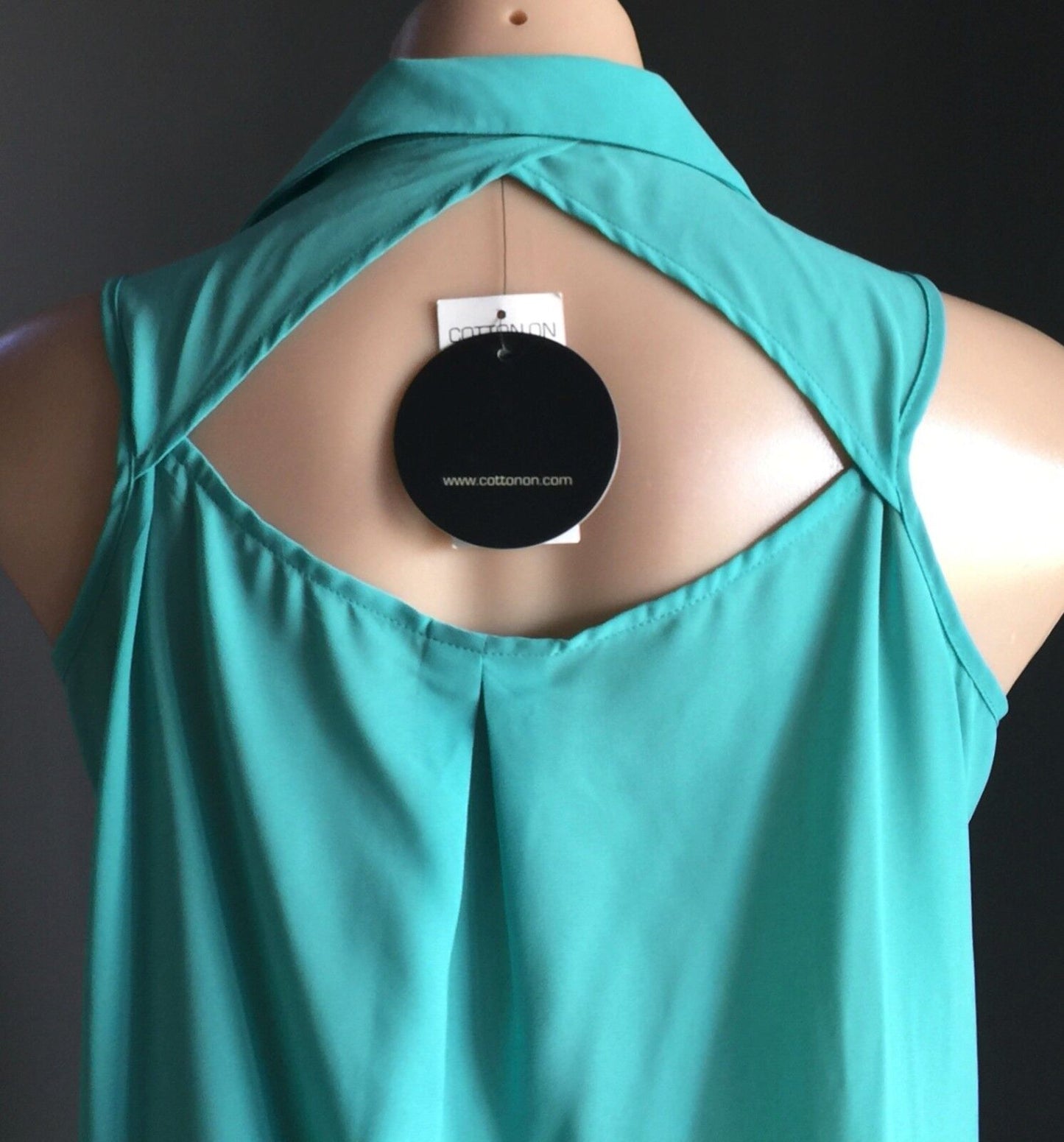 COTTON ON "Lolita" Jade Top Collared Sleeveless Cut Out Back Size XS 8  10 NEW