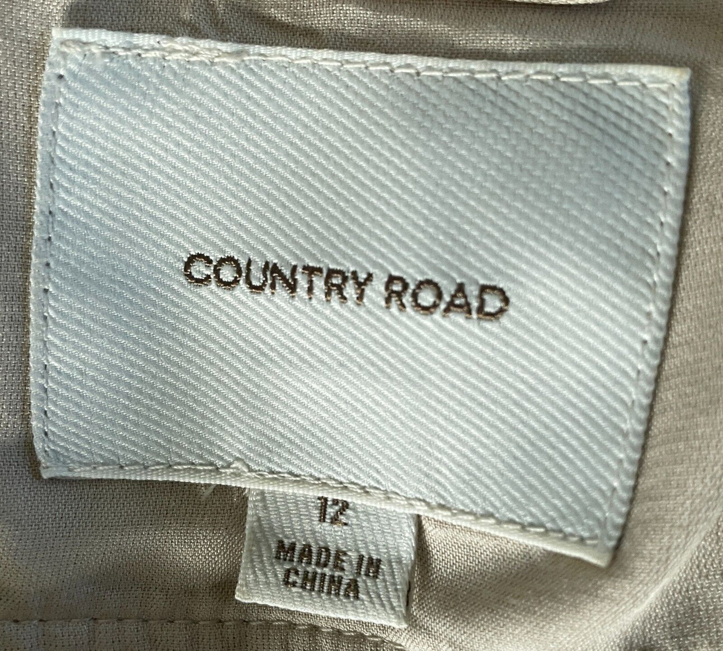 COUNTRY ROAD Jacket Beige Moto Style Modal Size 12 Lightweight Round Neck