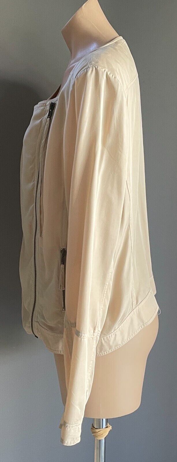 COUNTRY ROAD Jacket Beige Moto Style Modal Size 12 Lightweight Round Neck