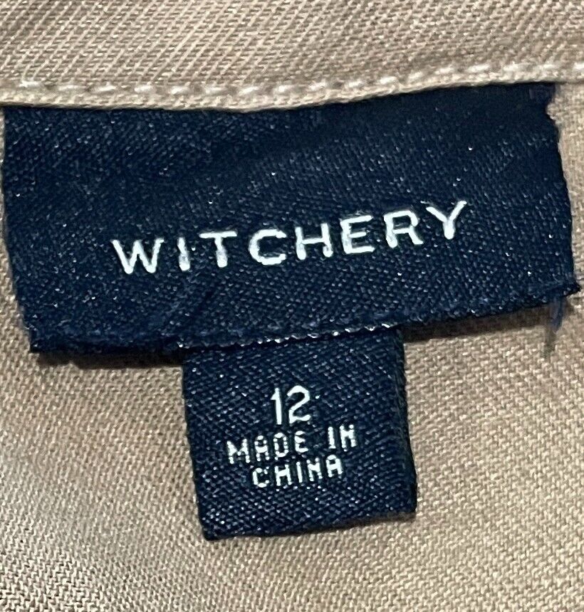 WITCHERY Jacket Light Brown Lightweight Long Sleeves Belt at Hips Size 12 NEW
