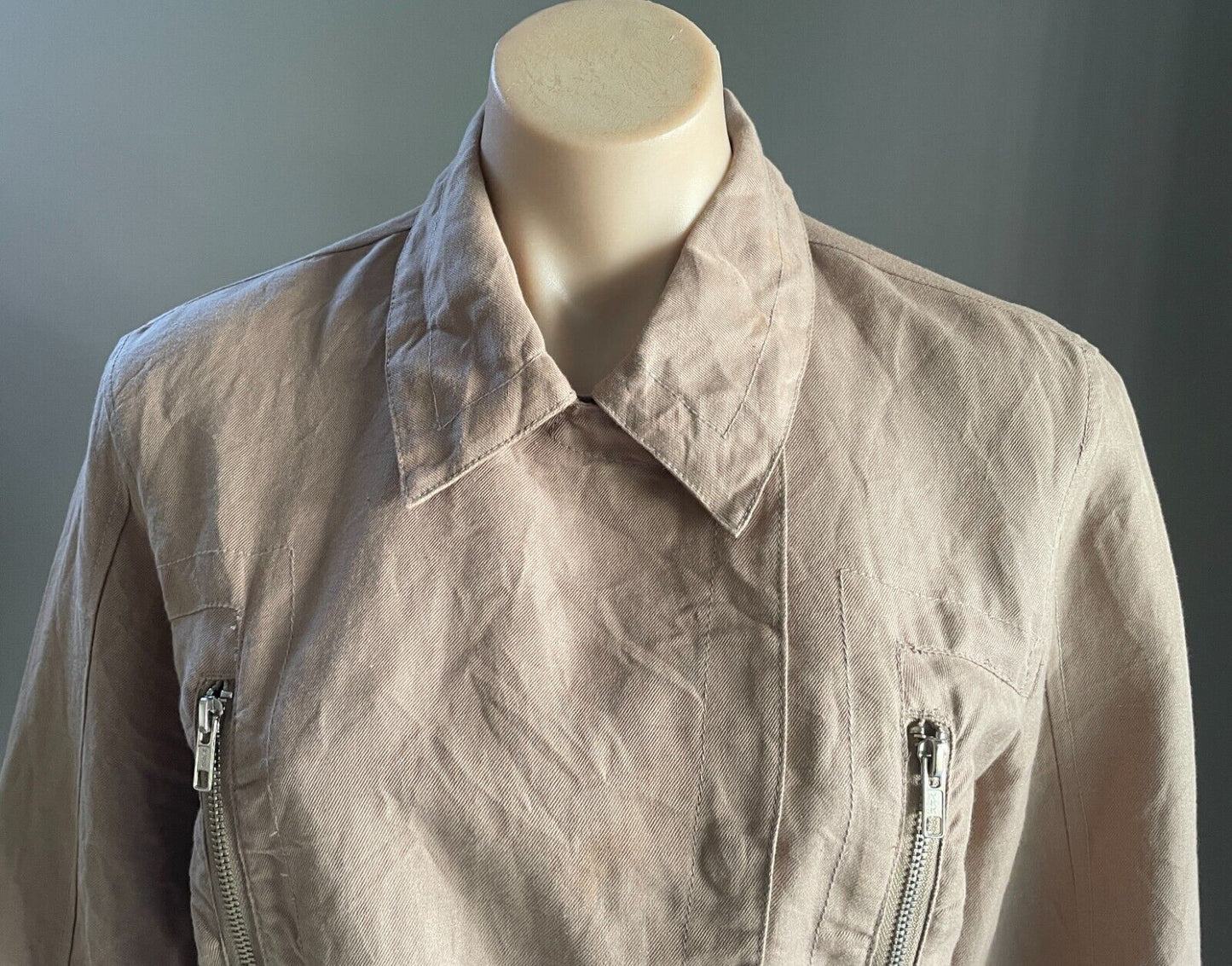WITCHERY Jacket Light Brown Lightweight Long Sleeves Belt at Hips Size 12 NEW