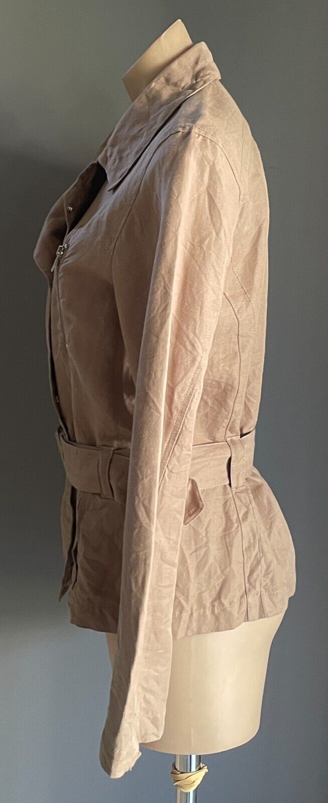WITCHERY Jacket Light Brown Lightweight Long Sleeves Belt at Hips Size 12 NEW