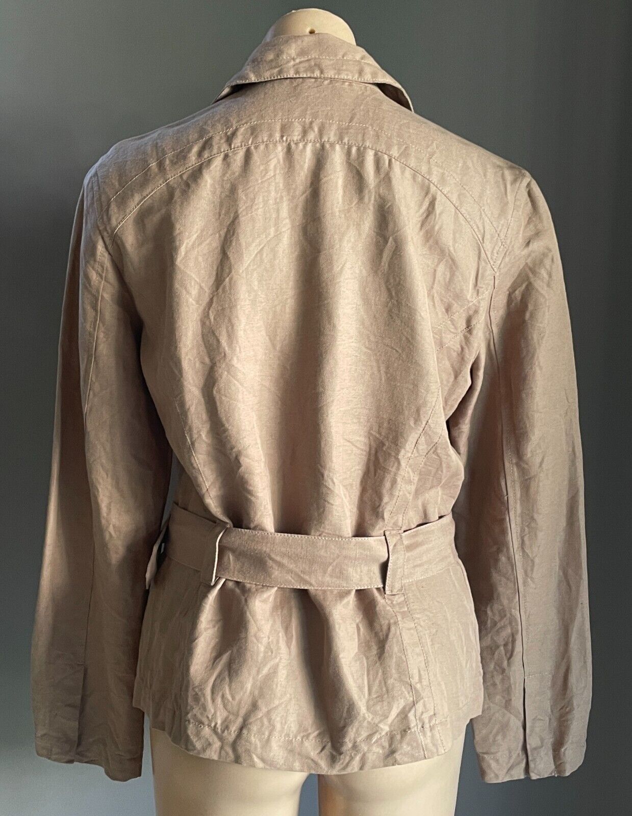WITCHERY Jacket Light Brown Lightweight Long Sleeves Belt at Hips Size 12 NEW