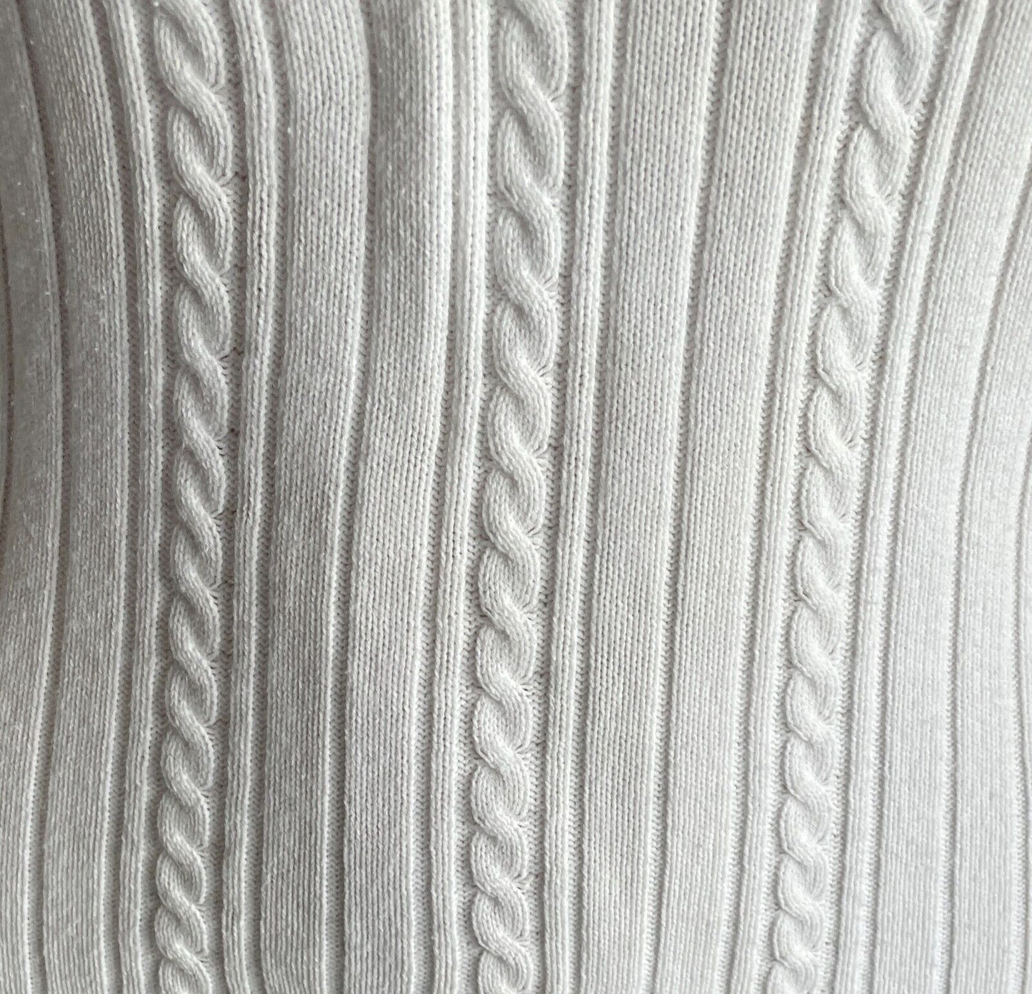 LACOSTE White Cable Knit V-Neck Sweater Size 38 AU 10 Long Sleeves Cotton Blend