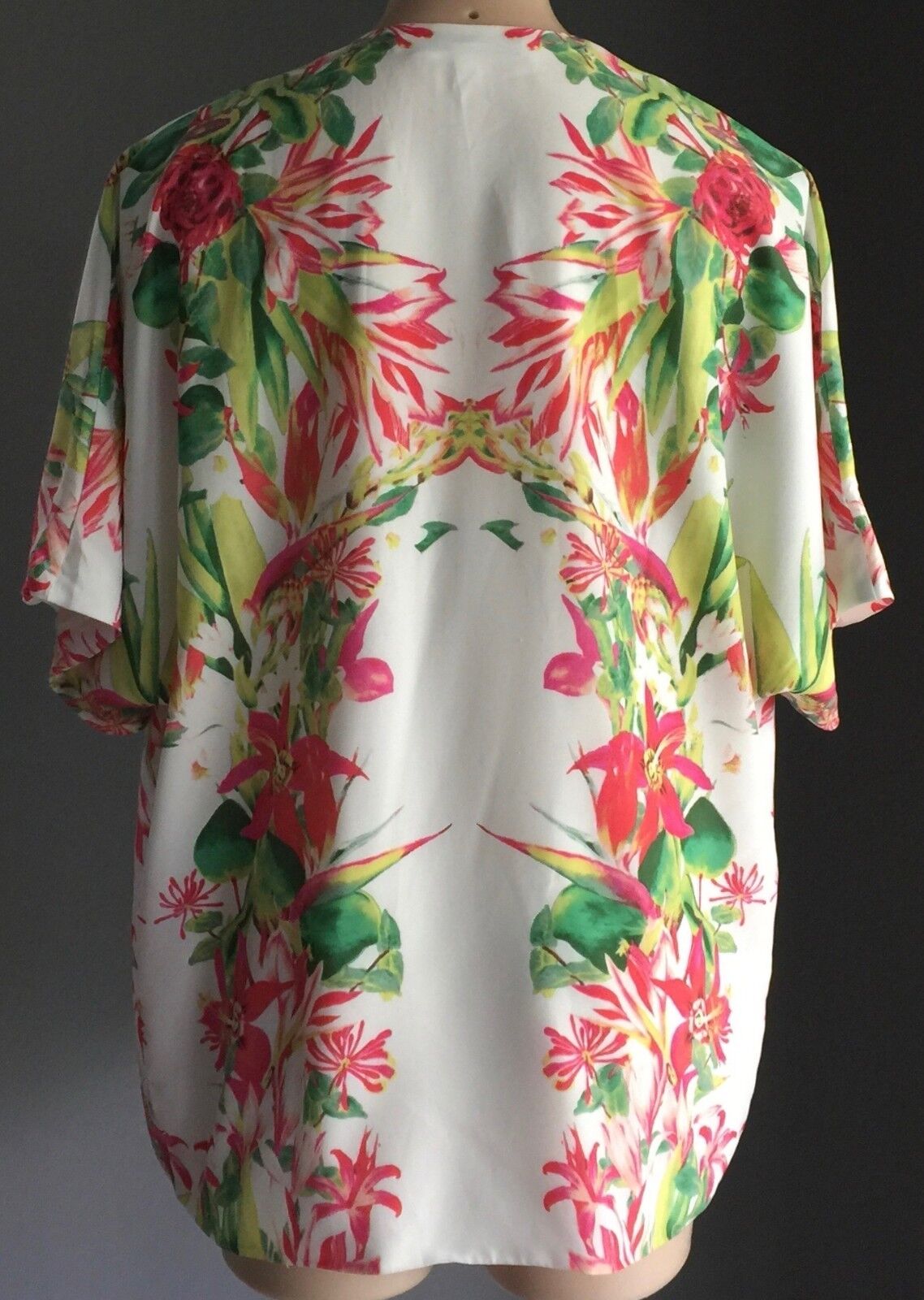 LOVERS+FRIENDS Lovebirds White Tropical Print Kimono Open Top Ladies XS 10 NEW