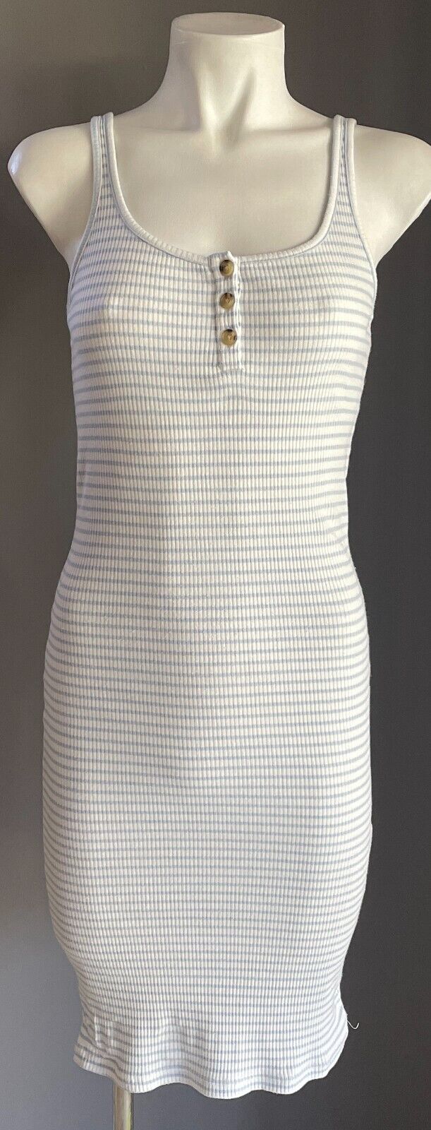 COTTON ON Dress Light Blue White Stripe Summer Rib Tube Size M 8 10 Stretch NEW
