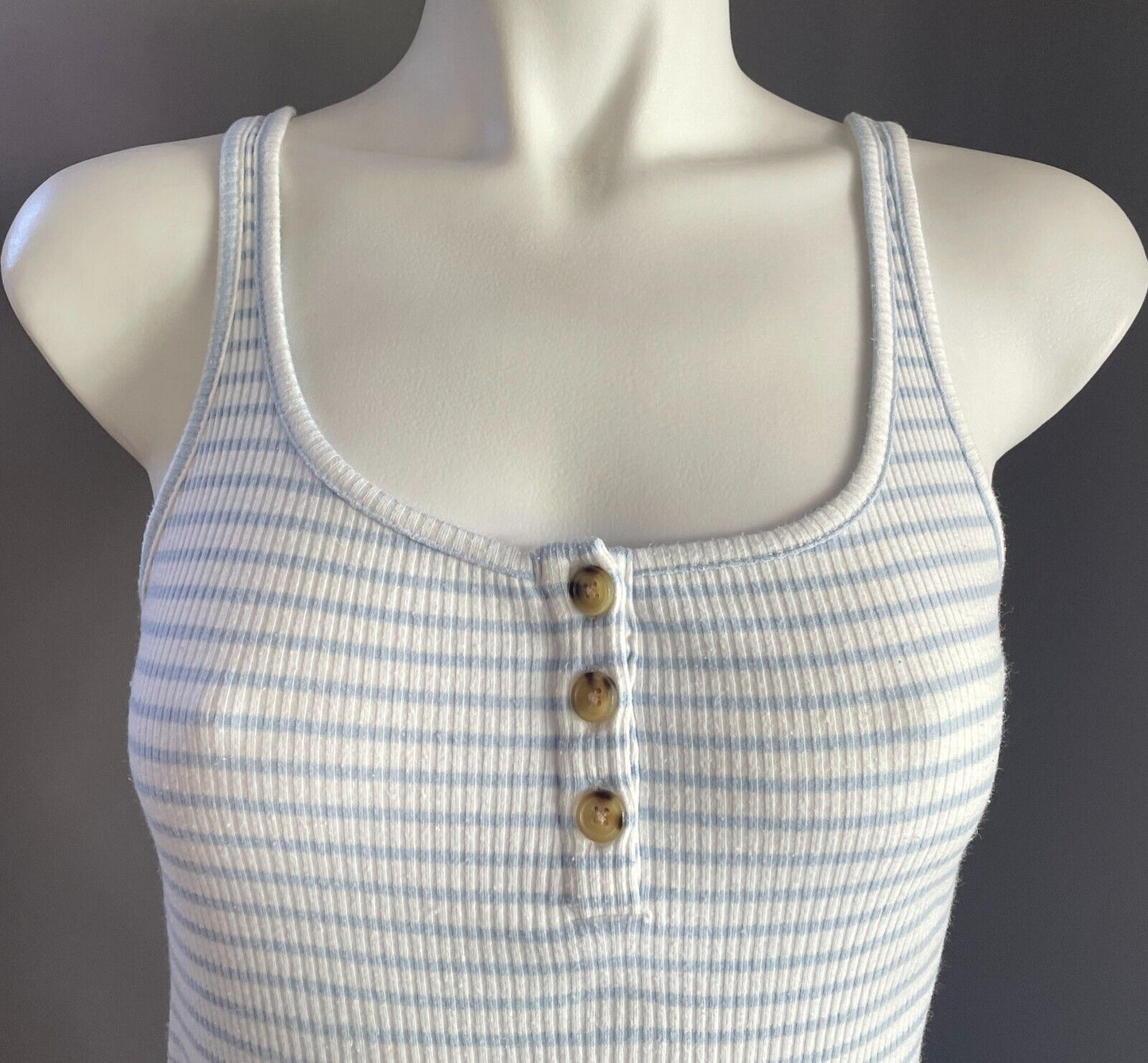 COTTON ON Dress Light Blue White Stripe Summer Rib Tube Size M 8 10 Stretch NEW