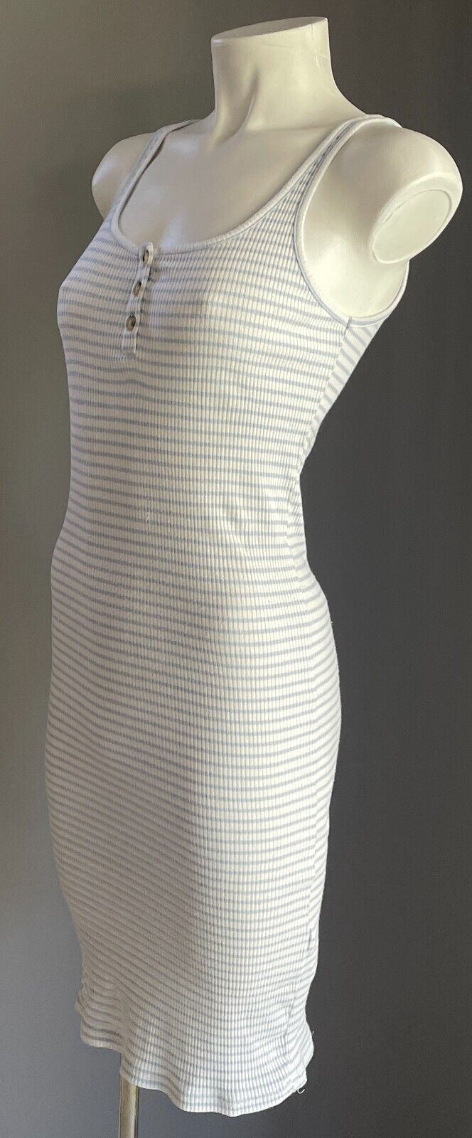 COTTON ON Dress Light Blue White Stripe Summer Rib Tube Size M 8 10 Stretch NEW