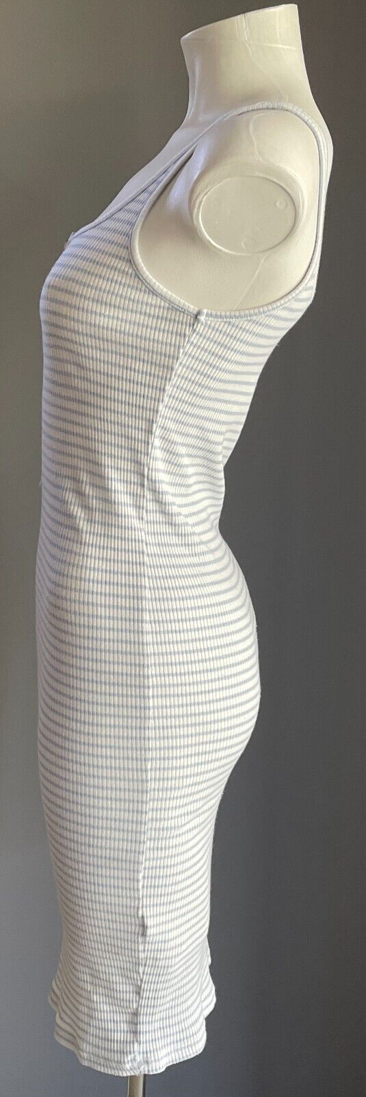 COTTON ON Dress Light Blue White Stripe Summer Rib Tube Size M 8 10 Stretch NEW