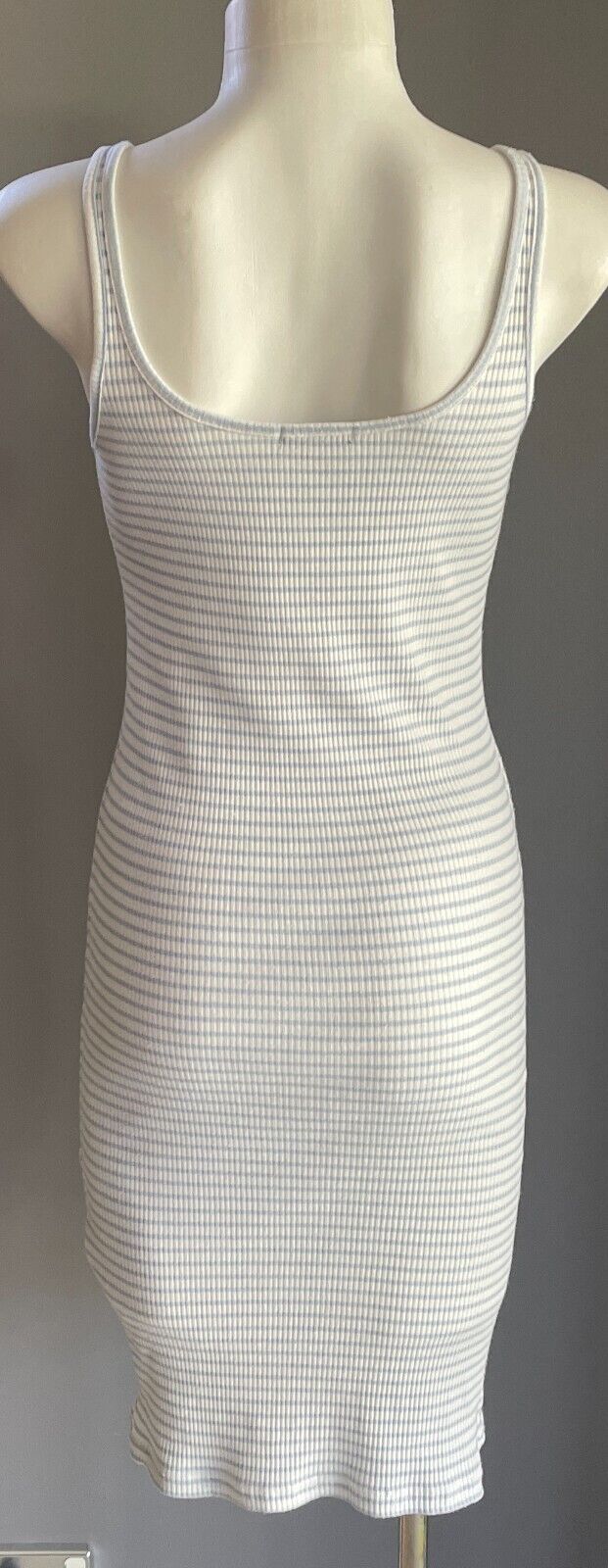COTTON ON Dress Light Blue White Stripe Summer Rib Tube Size M 8 10 Stretch NEW