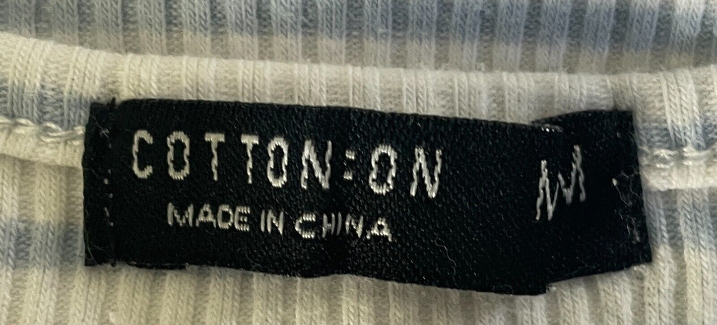 COTTON ON Dress Light Blue White Stripe Summer Rib Tube Size M 8 10 Stretch NEW