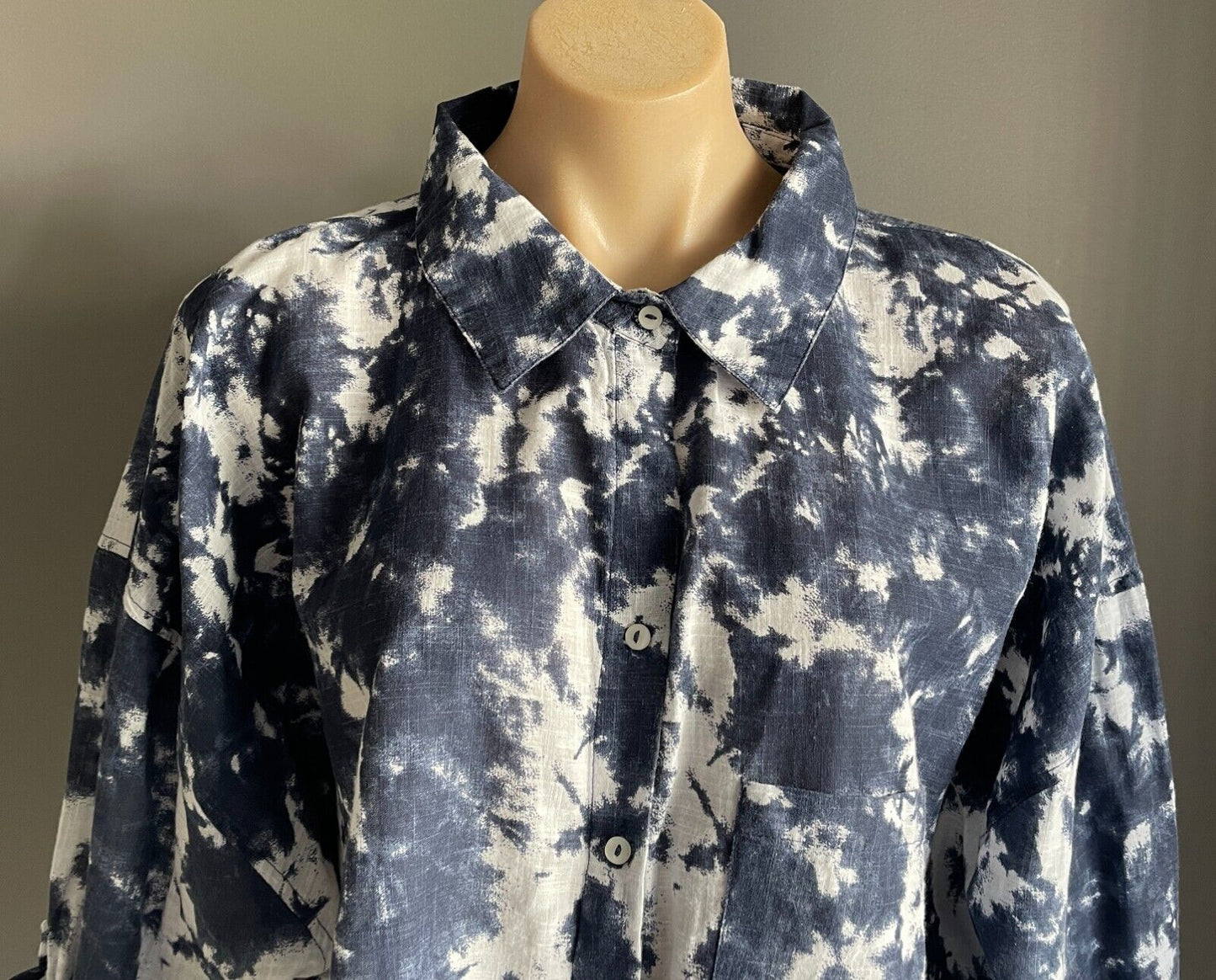 COTTON ON BODY I Do Shirt Nightie Navy Tie Dye Adjustable Tab Sleeve Size XL NEW