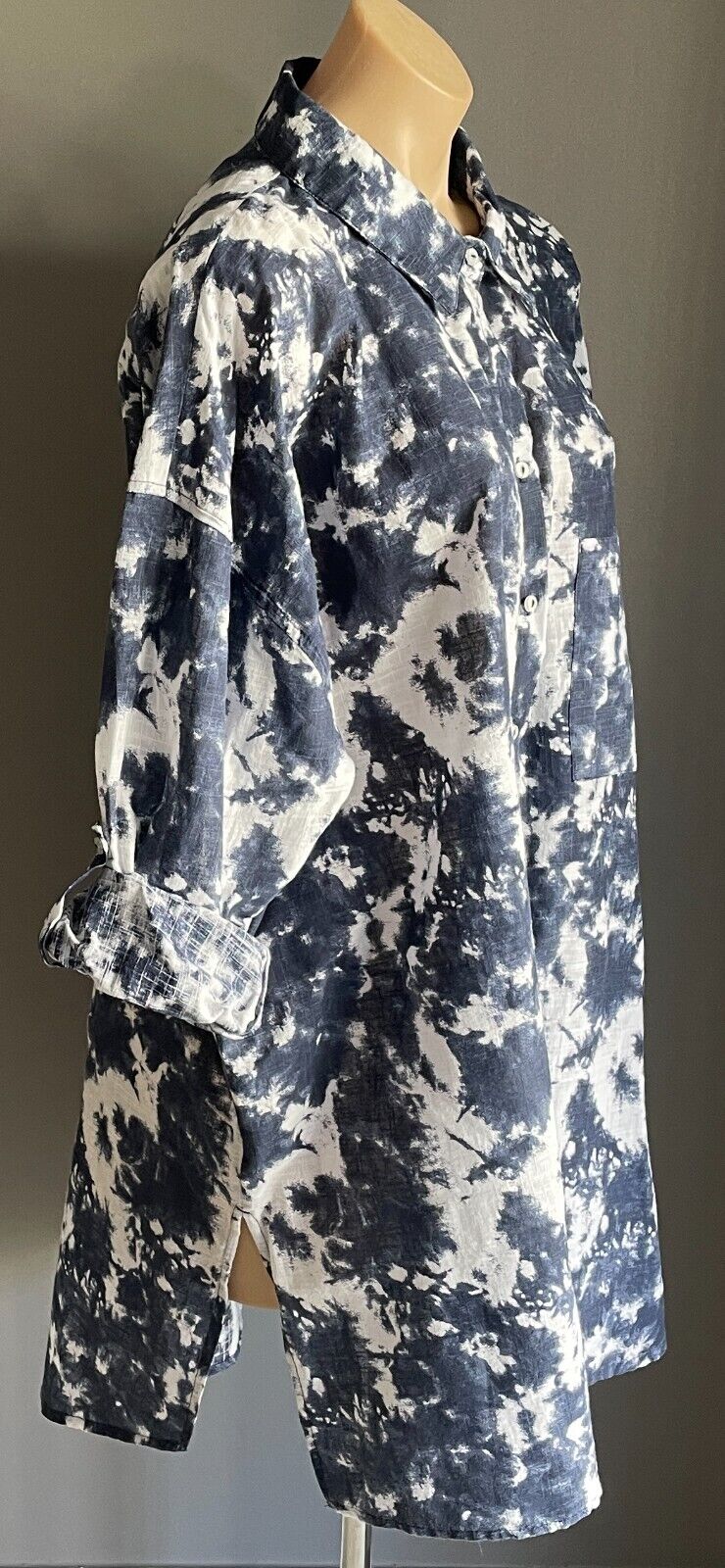 COTTON ON BODY I Do Shirt Nightie Navy Tie Dye Adjustable Tab Sleeve Size XL NEW