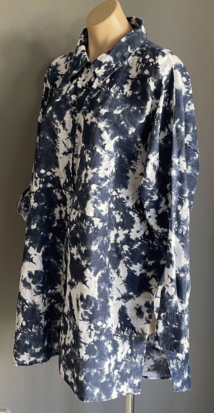 COTTON ON BODY I Do Shirt Nightie Navy Tie Dye Adjustable Tab Sleeve Size XL NEW