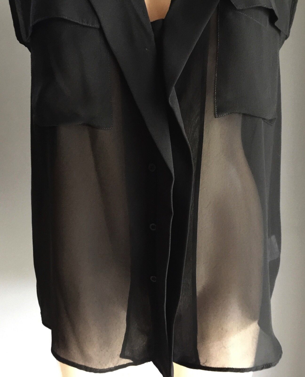 COTTON ON Top Sheer Black Sleeveless Collared Shirt Blouse Ladies Size S 10