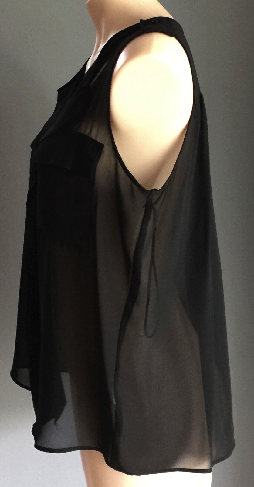 COTTON ON Top Sheer Black Sleeveless Collared Shirt Blouse Ladies Size S 10