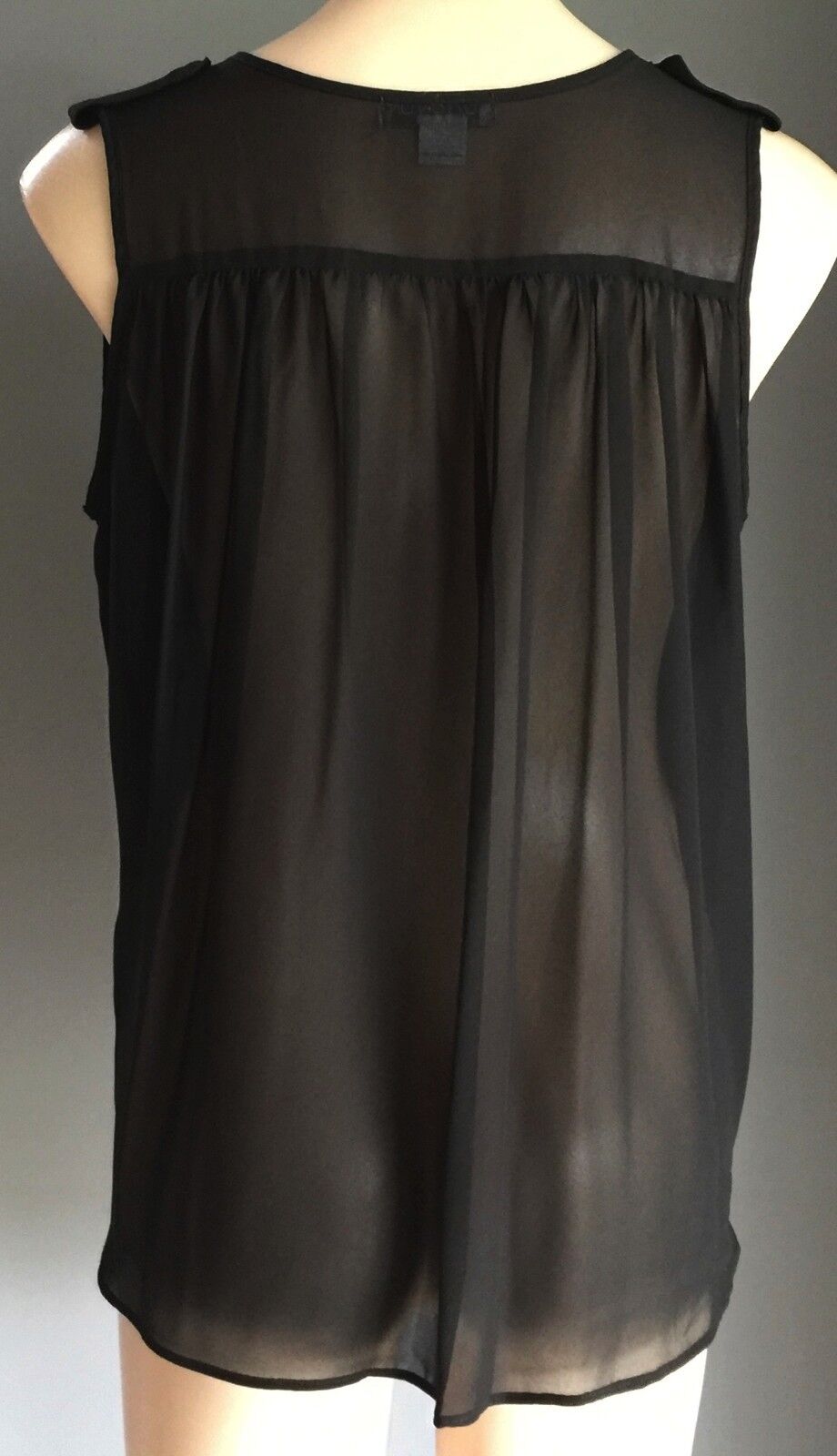 COTTON ON Top Sheer Black Sleeveless Collared Shirt Blouse Ladies Size S 10
