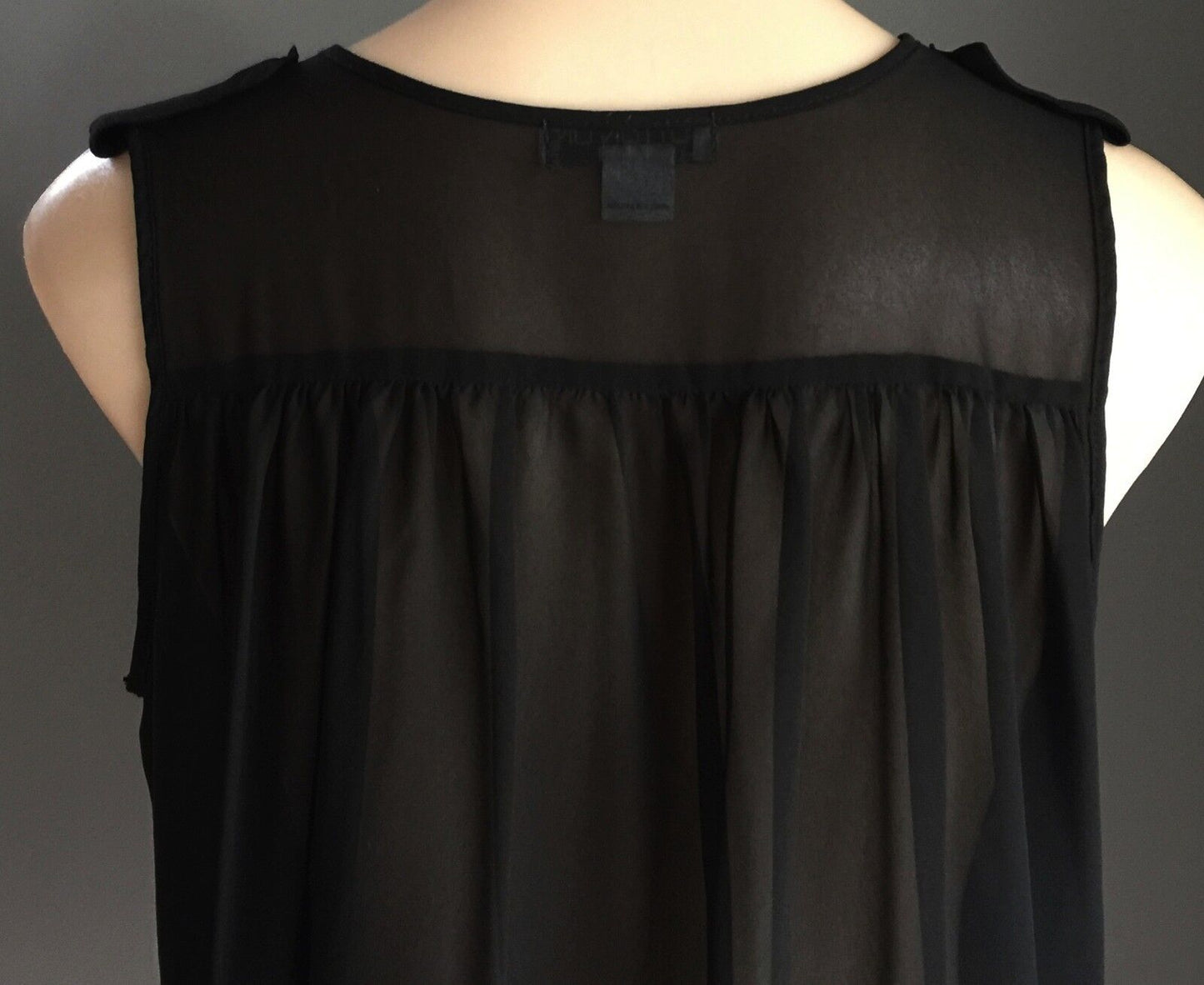 COTTON ON Top Sheer Black Sleeveless Collared Shirt Blouse Ladies Size S 10