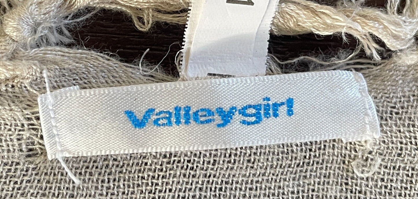 VALLEYGIRLNeck Scarf  Shawl Beige Black Print Square Viscose Fabric Fringed NEW