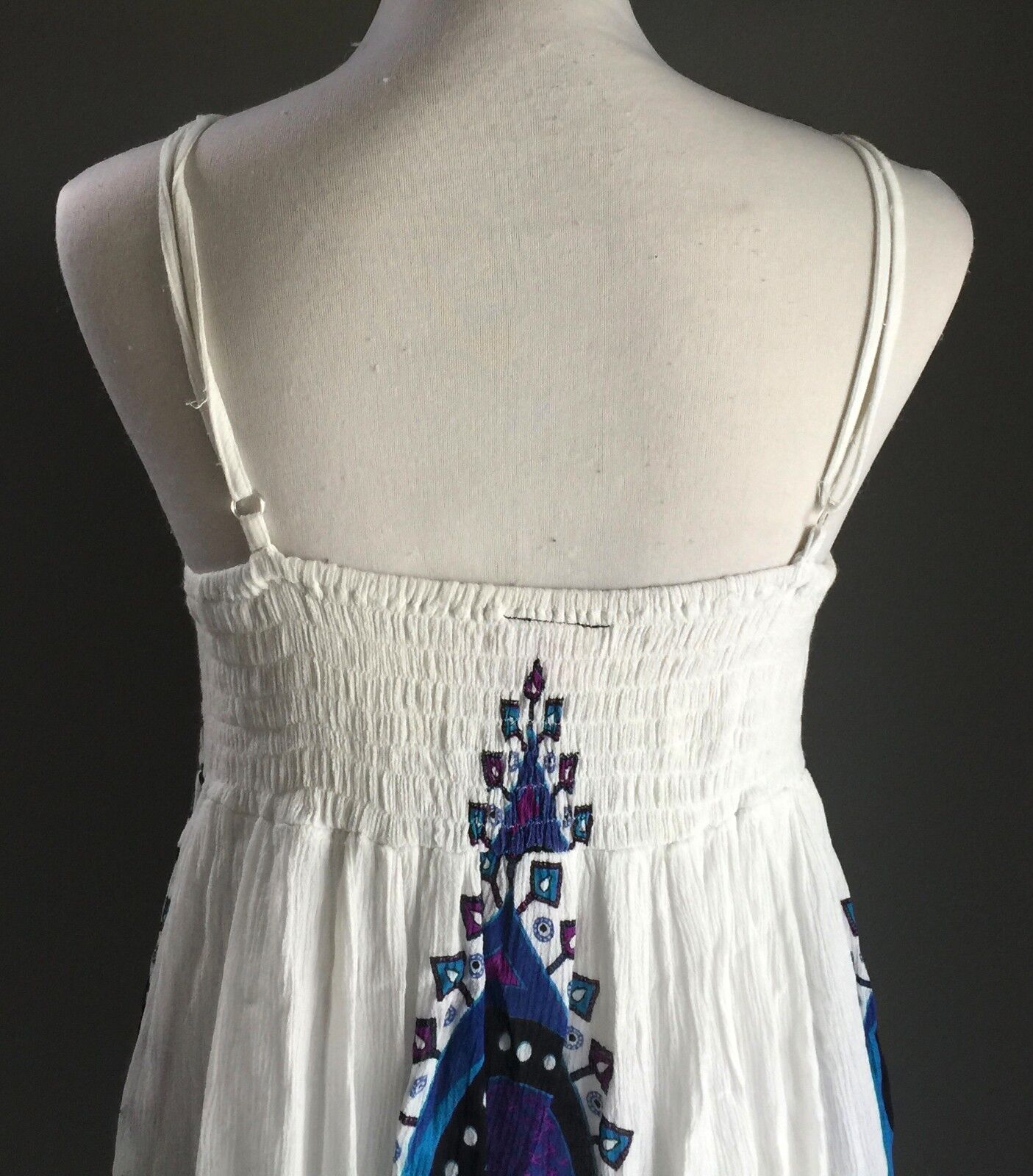 COTTON CHARM Crochet Top Dress MultiColoured on White Beach Size 6 8 Vintage