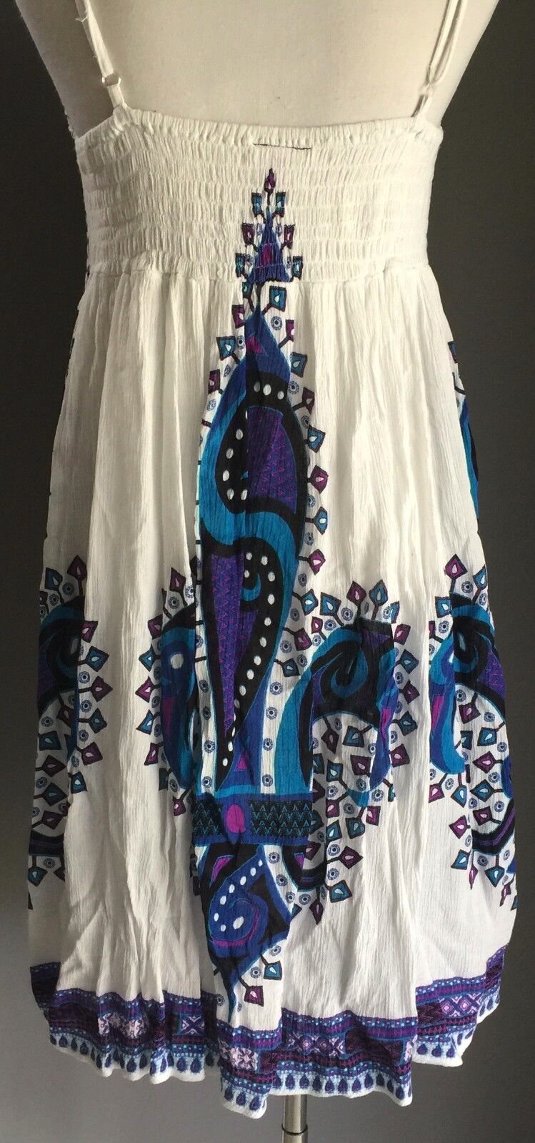 COTTON CHARM Crochet Top Dress MultiColoured on White Beach Size 6 8 Vintage
