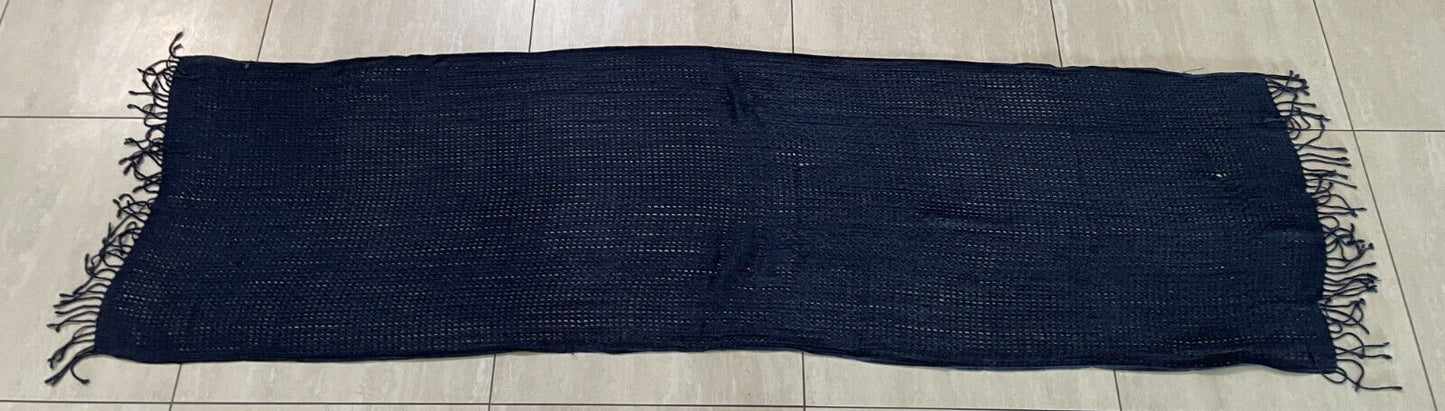 Neck Scarf Navy Blue Cross Hatch Rectangle Wrap Shawl Fringed 50 182cm Long NEW