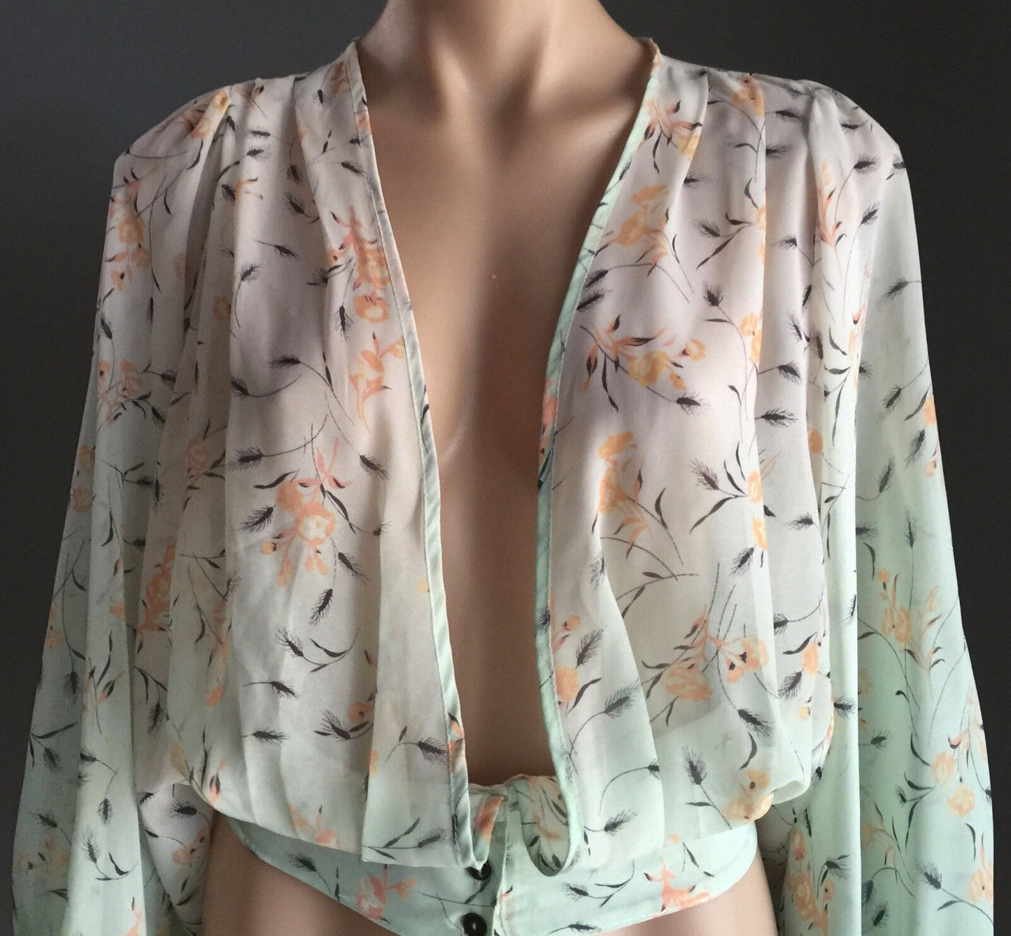 COTTON ON Top Soft Green Floral Print Sheer Blouse Ladies Size S 10