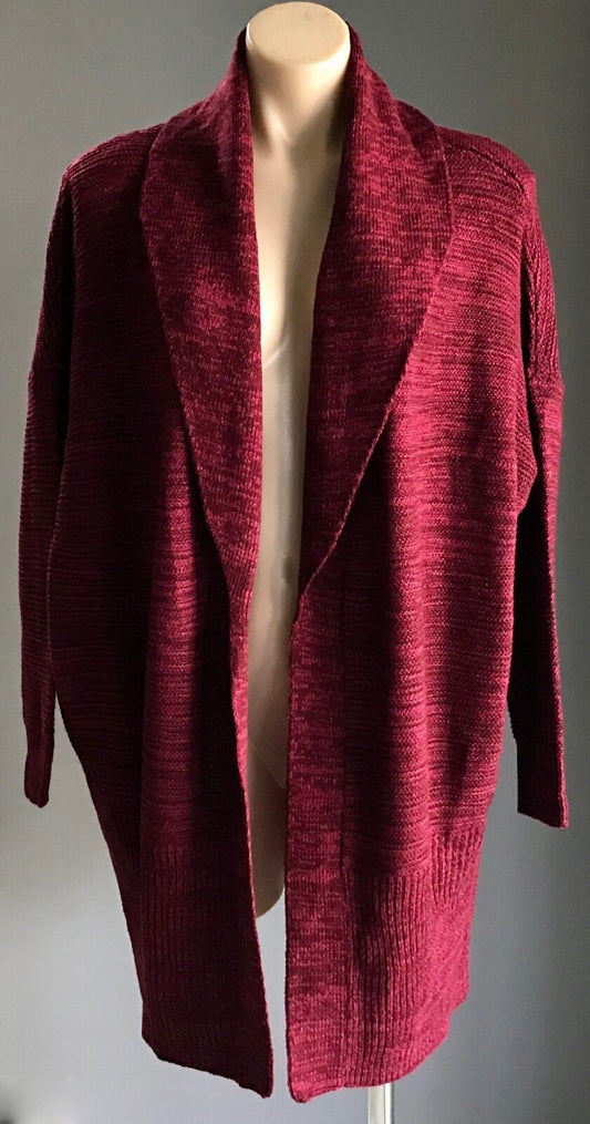 COTTON ON "CORA 3" Burgundy Marl Chunky Knit Shawl Cardigan Ladies Sz XS 10 NEW