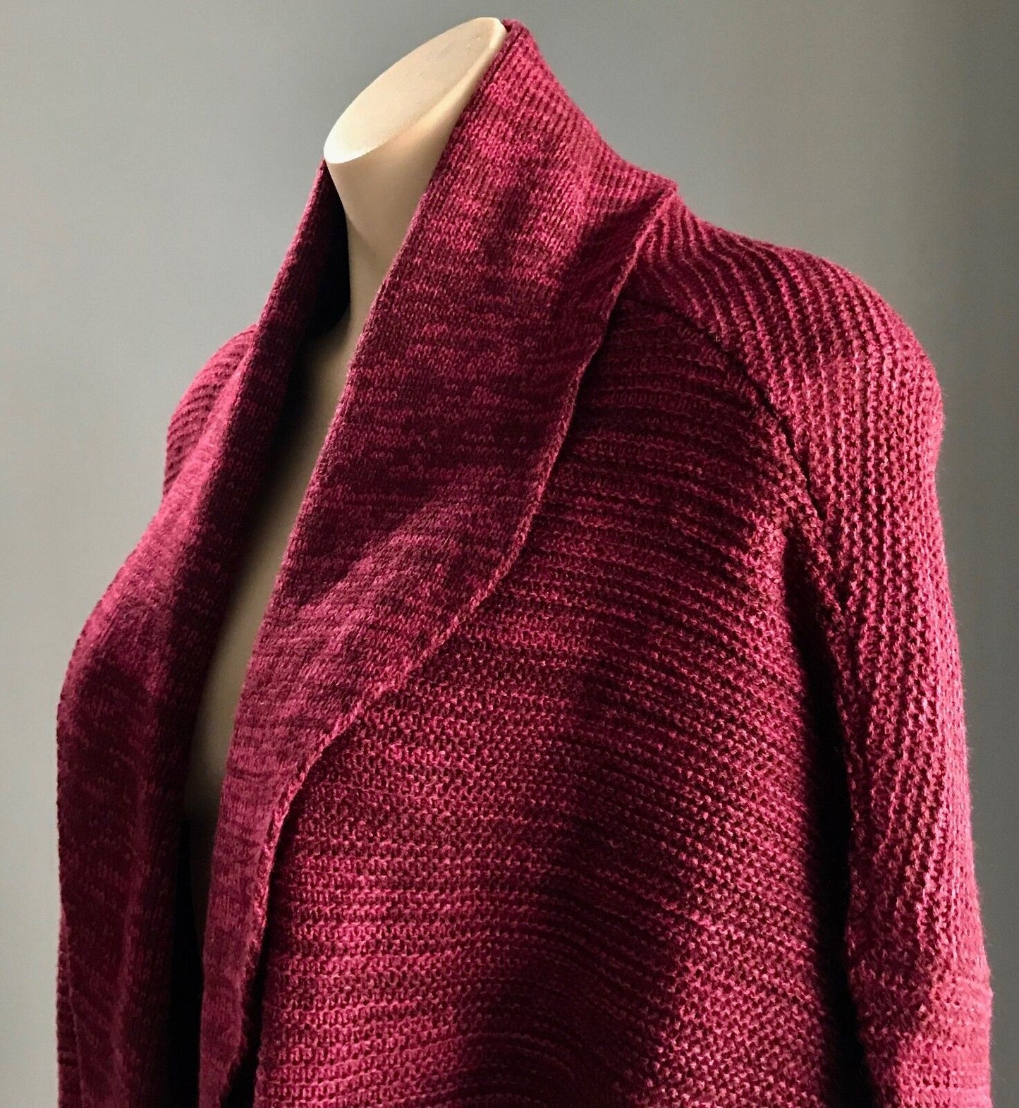 COTTON ON "CORA 3" Burgundy Marl Chunky Knit Shawl Cardigan Ladies Sz XS 10 NEW