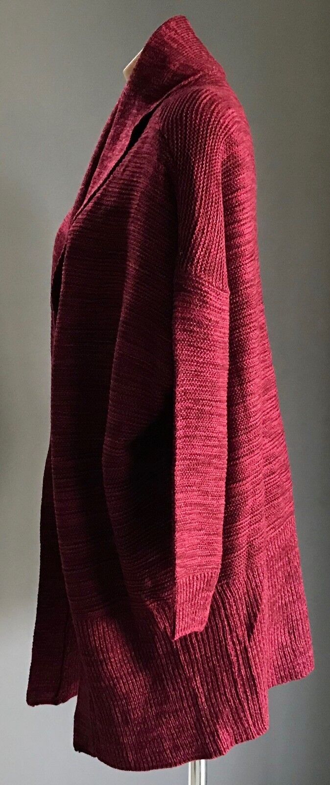 COTTON ON "CORA 3" Burgundy Marl Chunky Knit Shawl Cardigan Ladies Sz XS 10 NEW