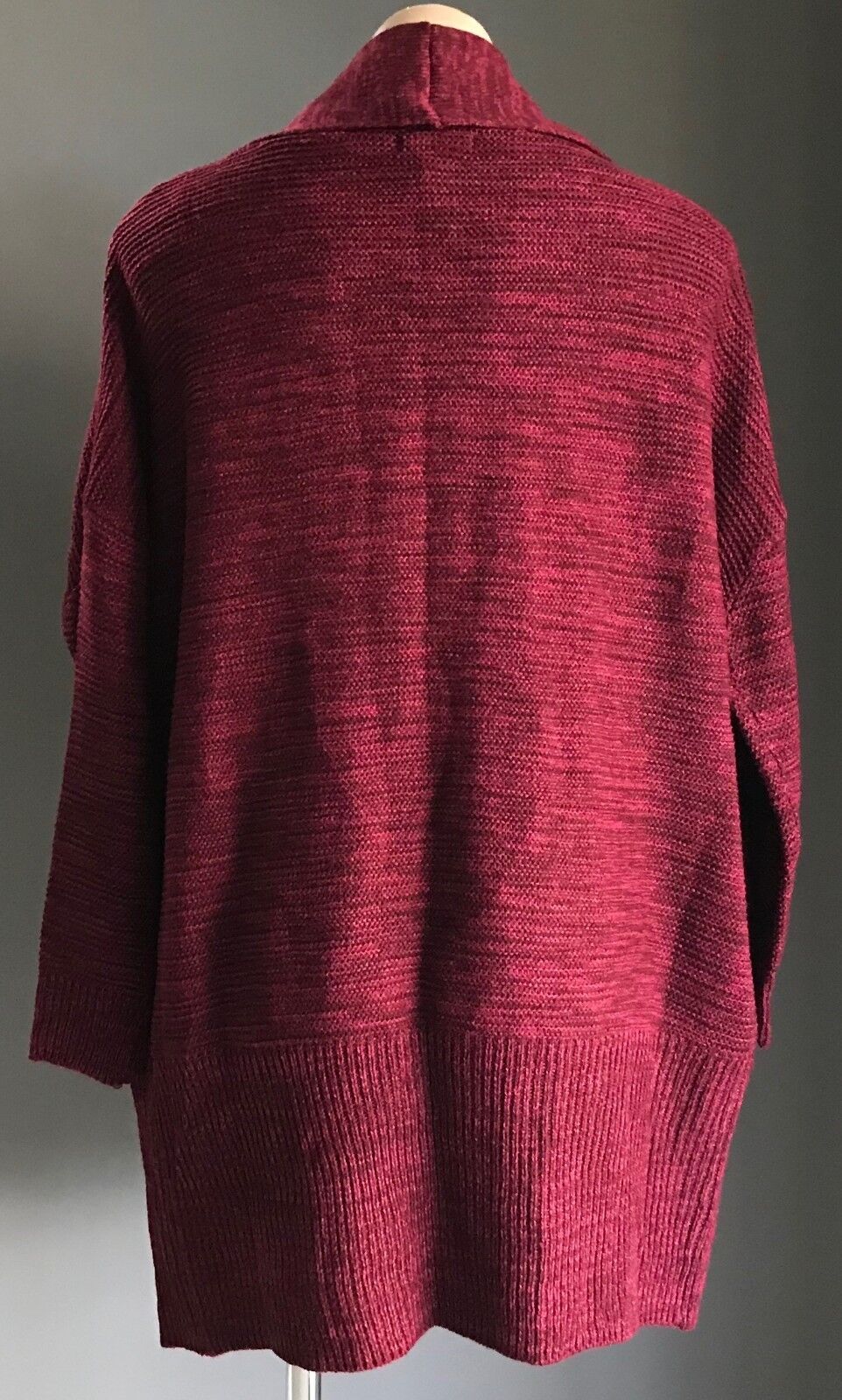 COTTON ON "CORA 3" Burgundy Marl Chunky Knit Shawl Cardigan Ladies Sz XS 10 NEW