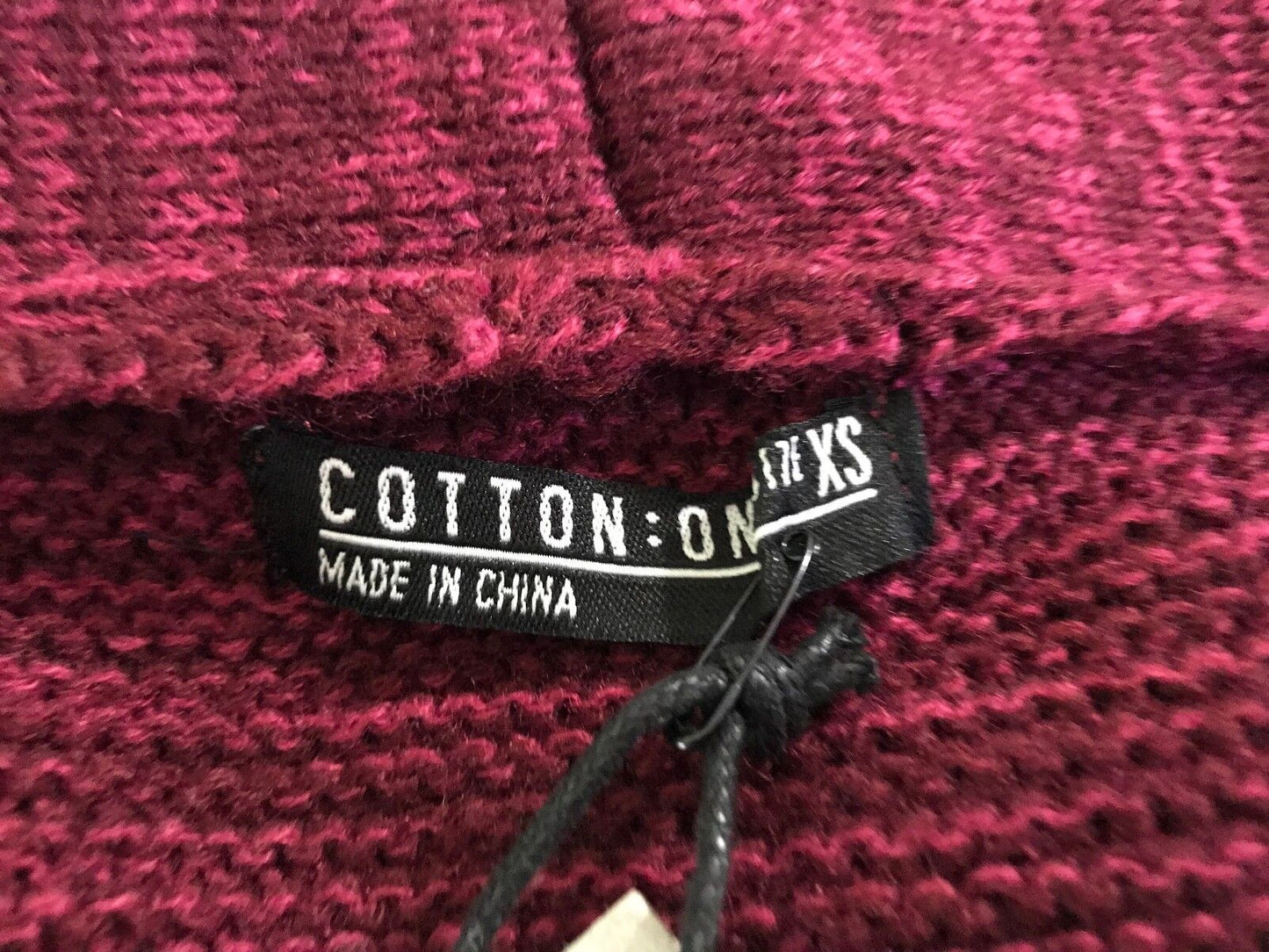 COTTON ON "CORA 3" Burgundy Marl Chunky Knit Shawl Cardigan Ladies Sz XS 10 NEW