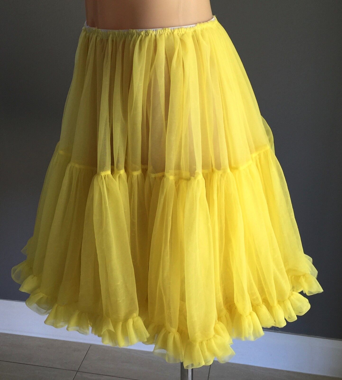 YELLOW Petticoat Net W Frill Full Tulle Rockabilly Size 10  14 PinUp Rock N Roll