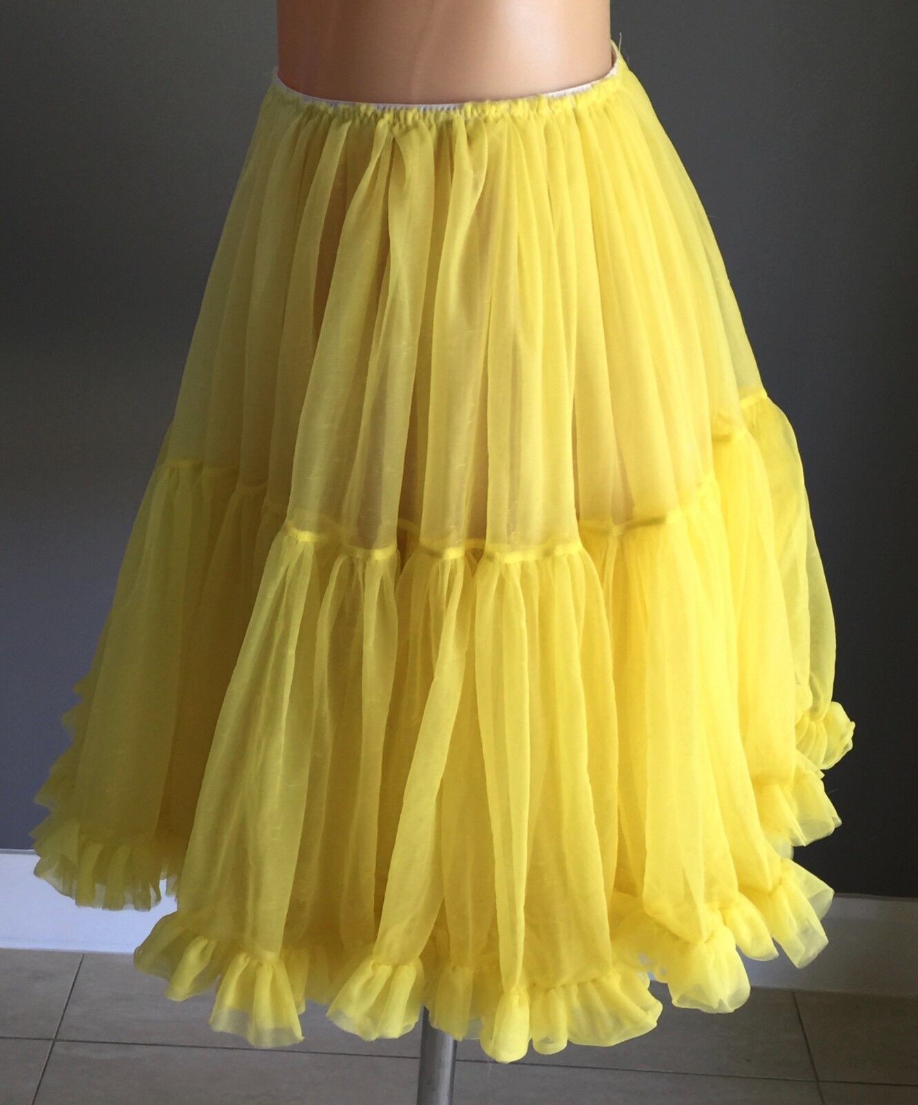 YELLOW Petticoat Net W Frill Full Tulle Rockabilly Size 10  14 PinUp Rock N Roll