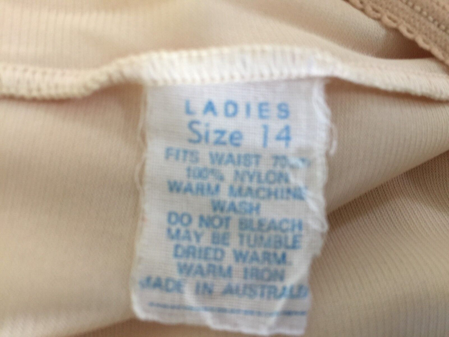 Half Slip Nylon Petticoat Elastic Waist Yellow Beige Size 14 Australia Vintage